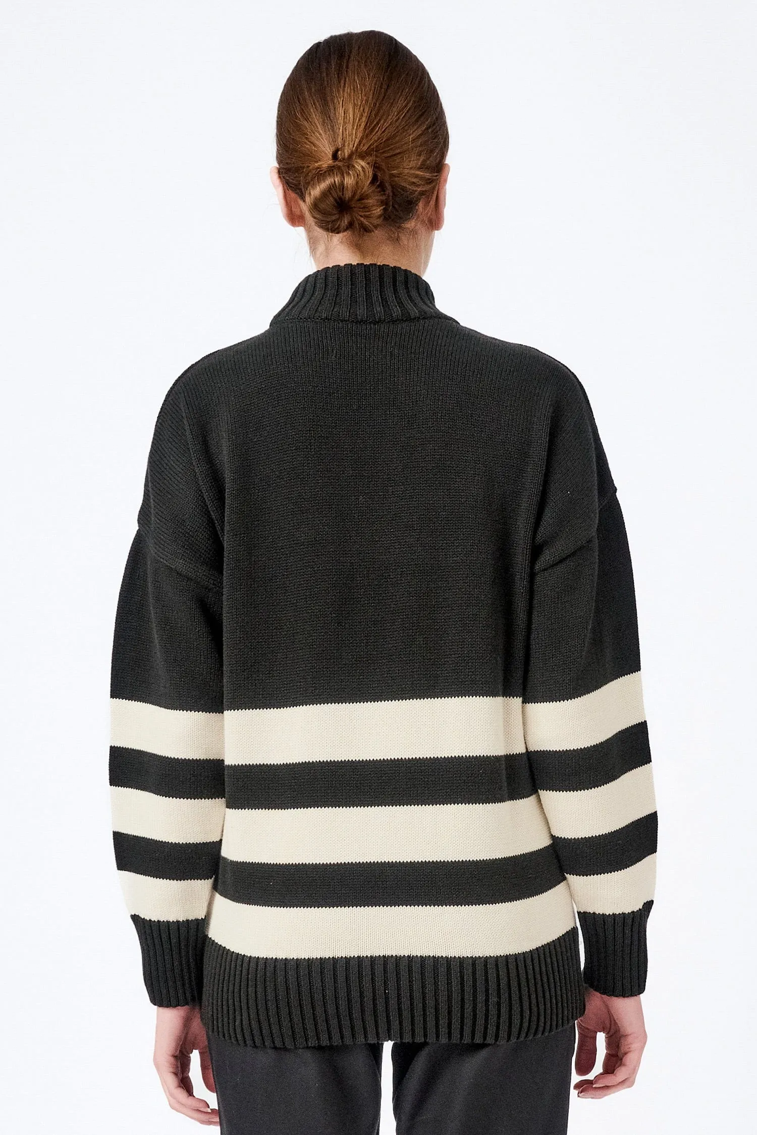 Knitted Organic Cotton Striped Rollneck Jumper | Multiple Colours