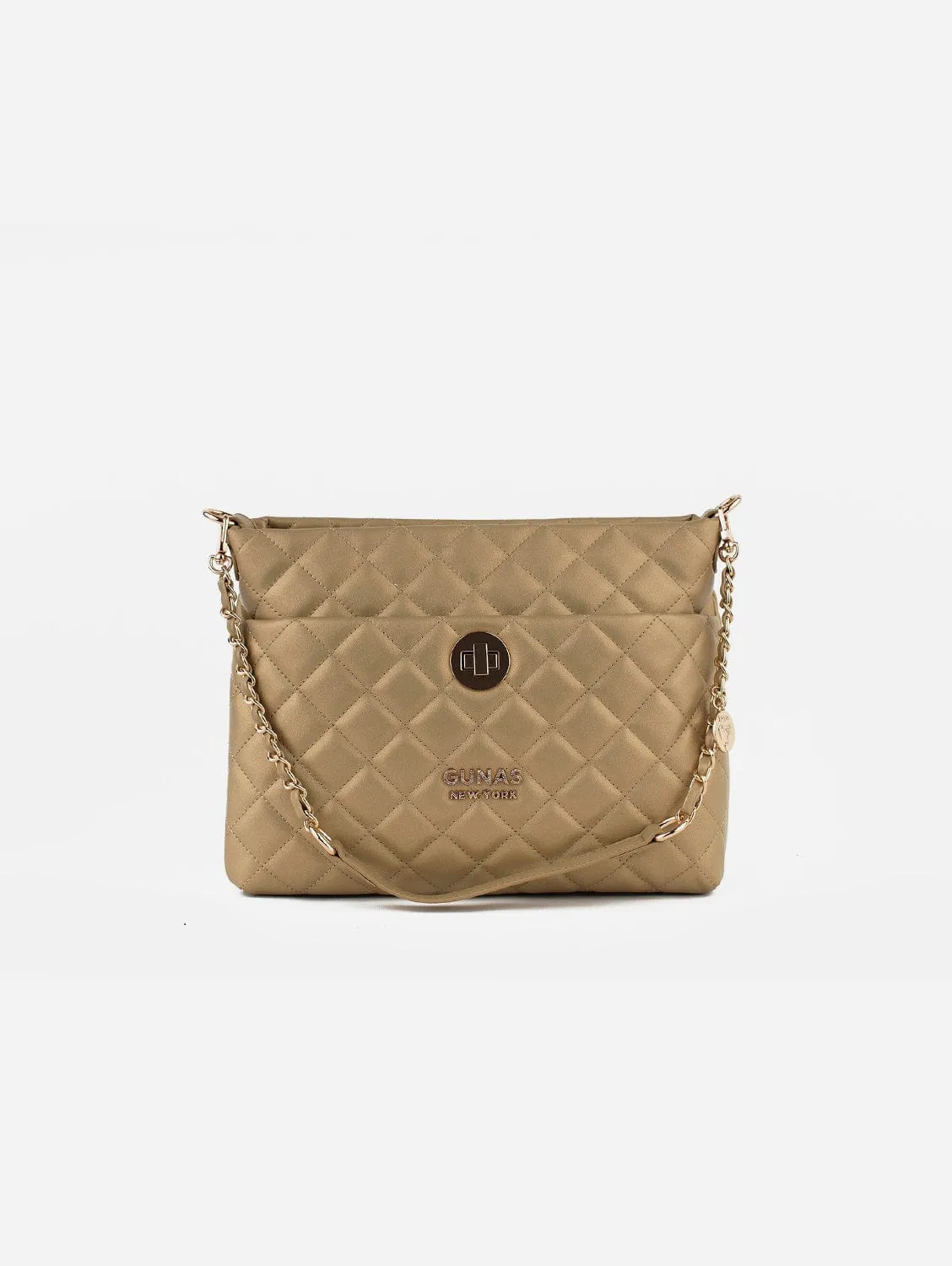 Koi Quilted Vegan Leather Shoulder Bag | Gold