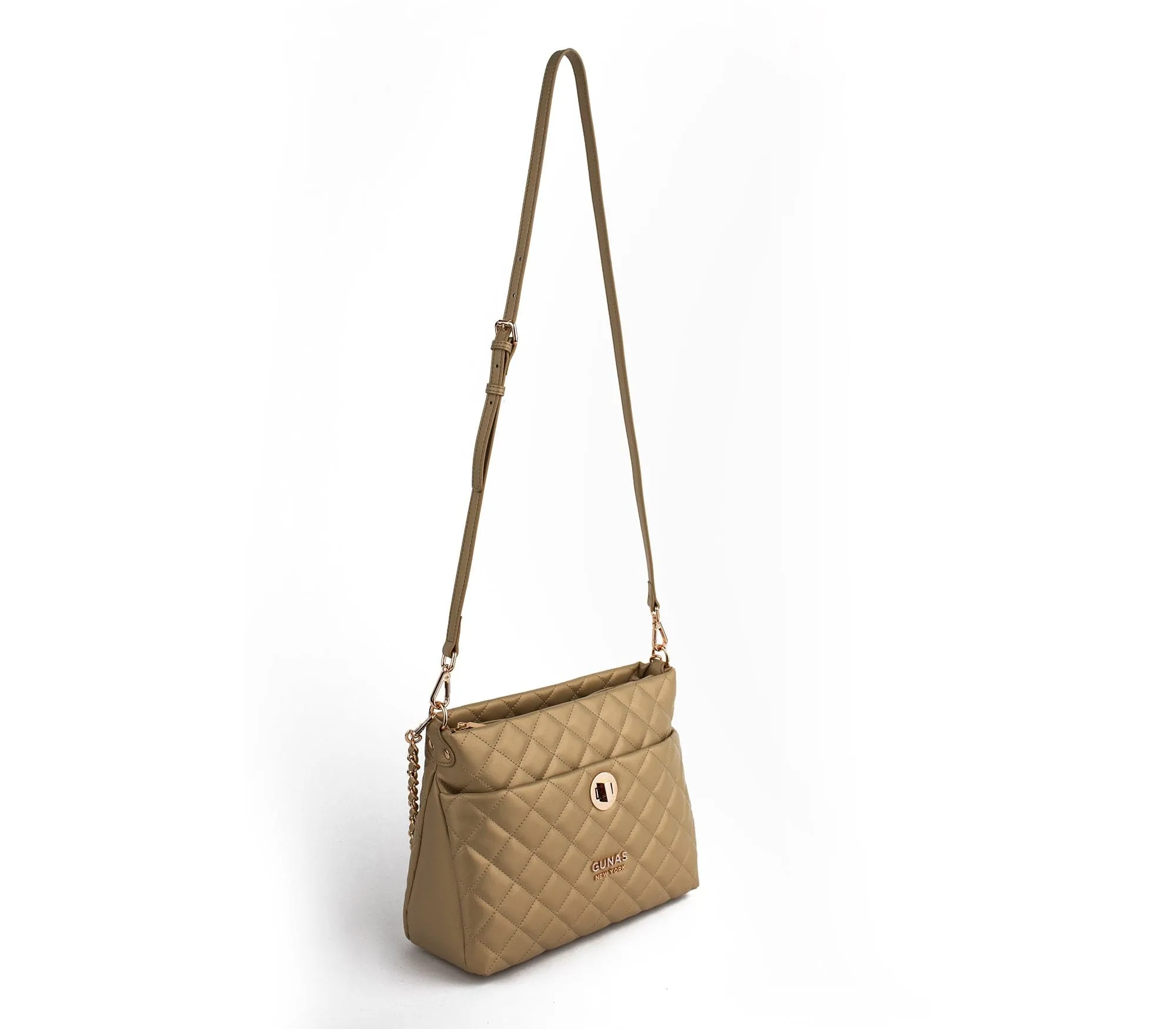 Koi Quilted Vegan Leather Shoulder Bag | Gold