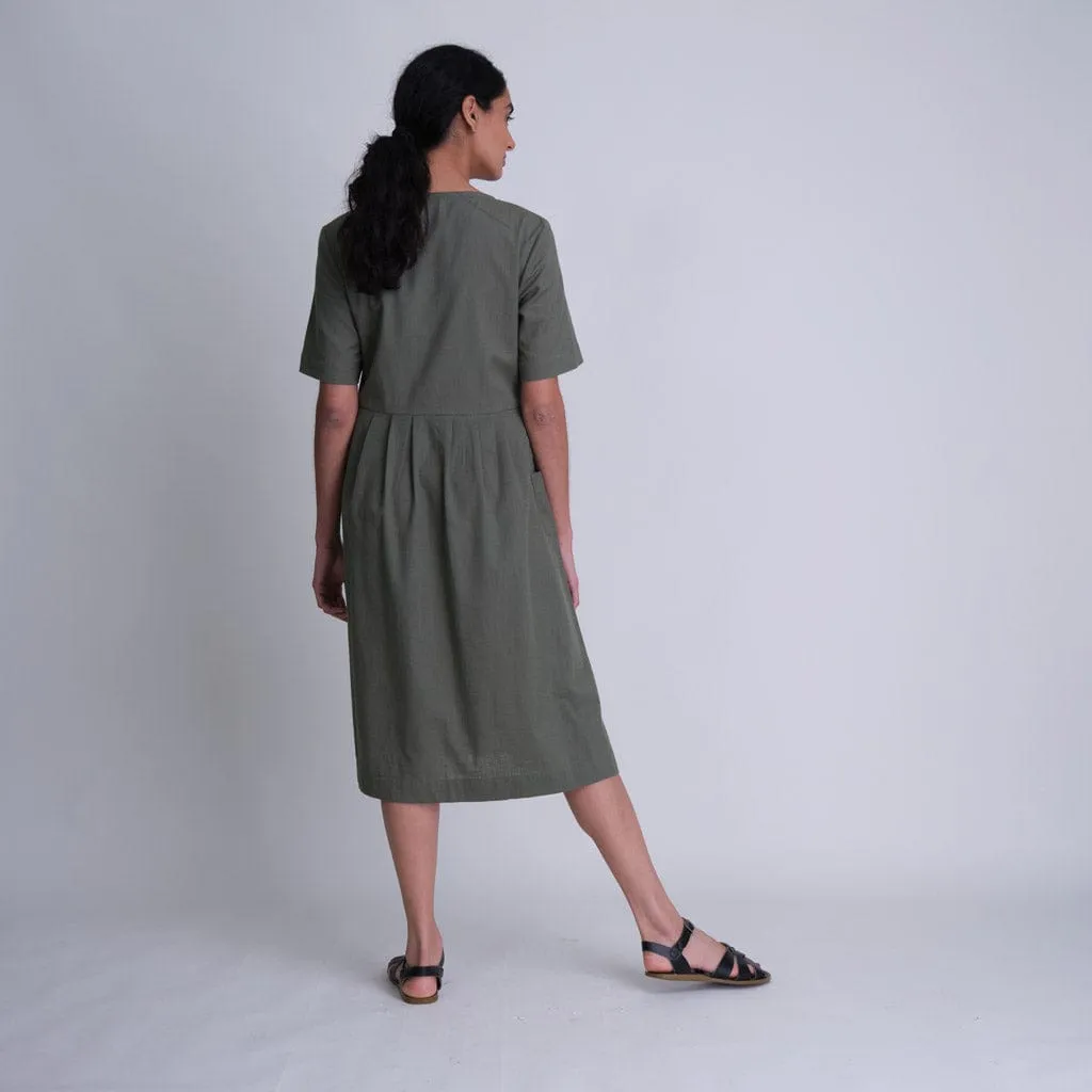 Lena Cotton & Linen Day Dress | Olive