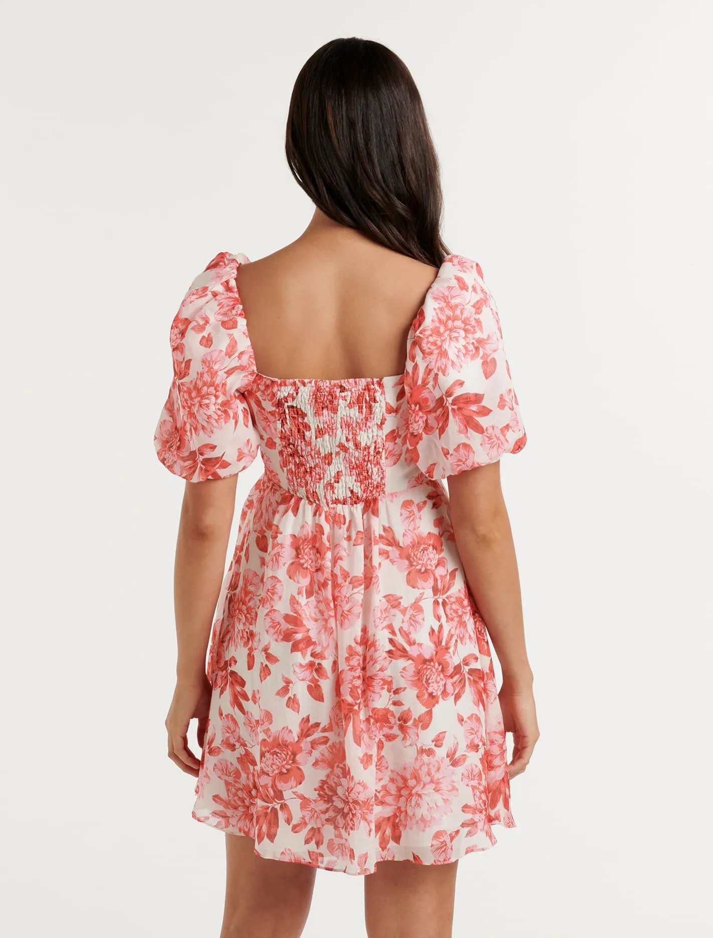 Liana Printed Puff Sleeve Mini Dress