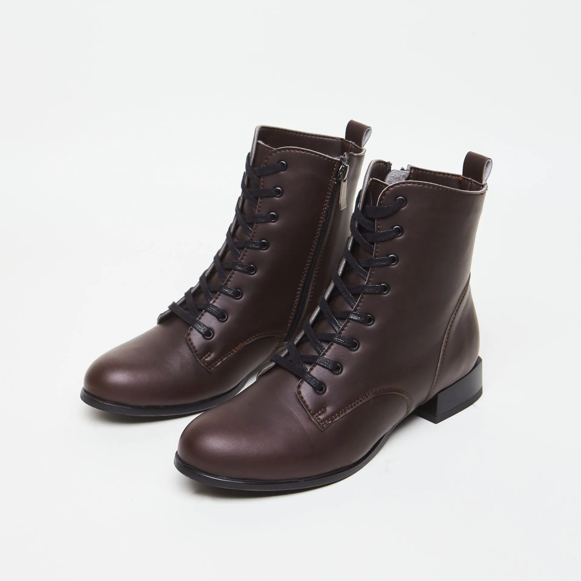 Lui Vegan Leather Lace-up Ankle Boots | Chocolate