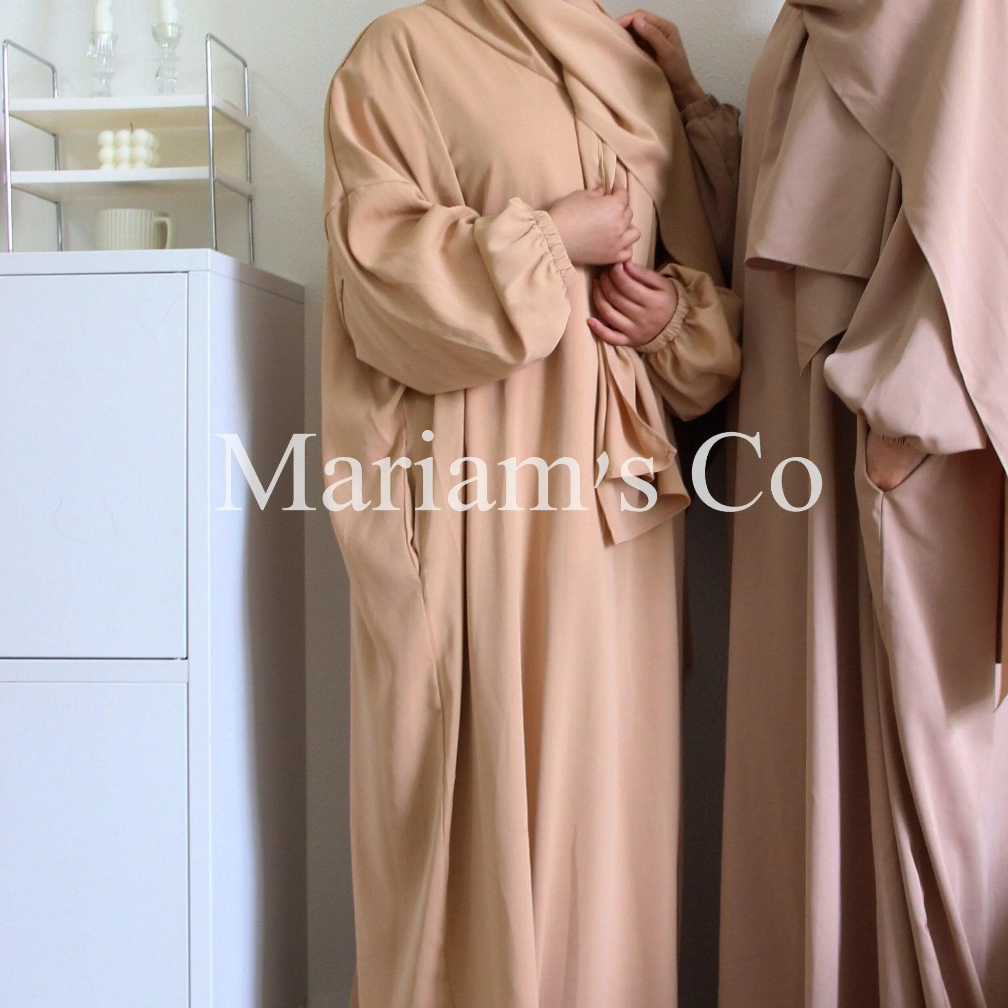 MA0011 Hijab Attached Hooded Abaya With Pockets