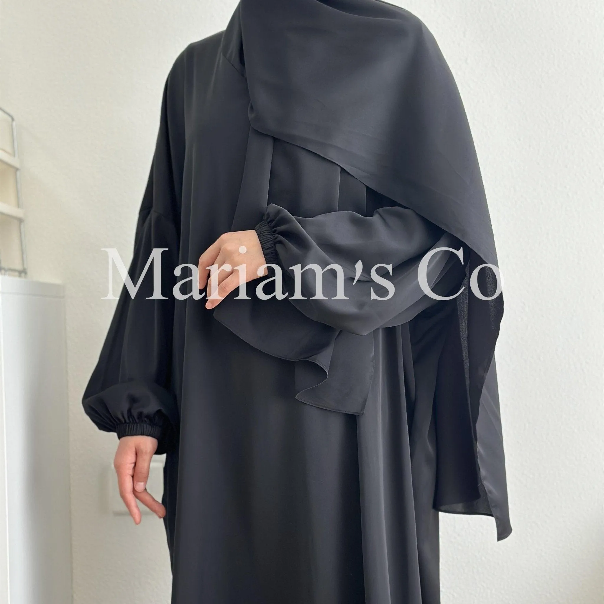 MA0011 Hijab Attached Hooded Abaya With Pockets