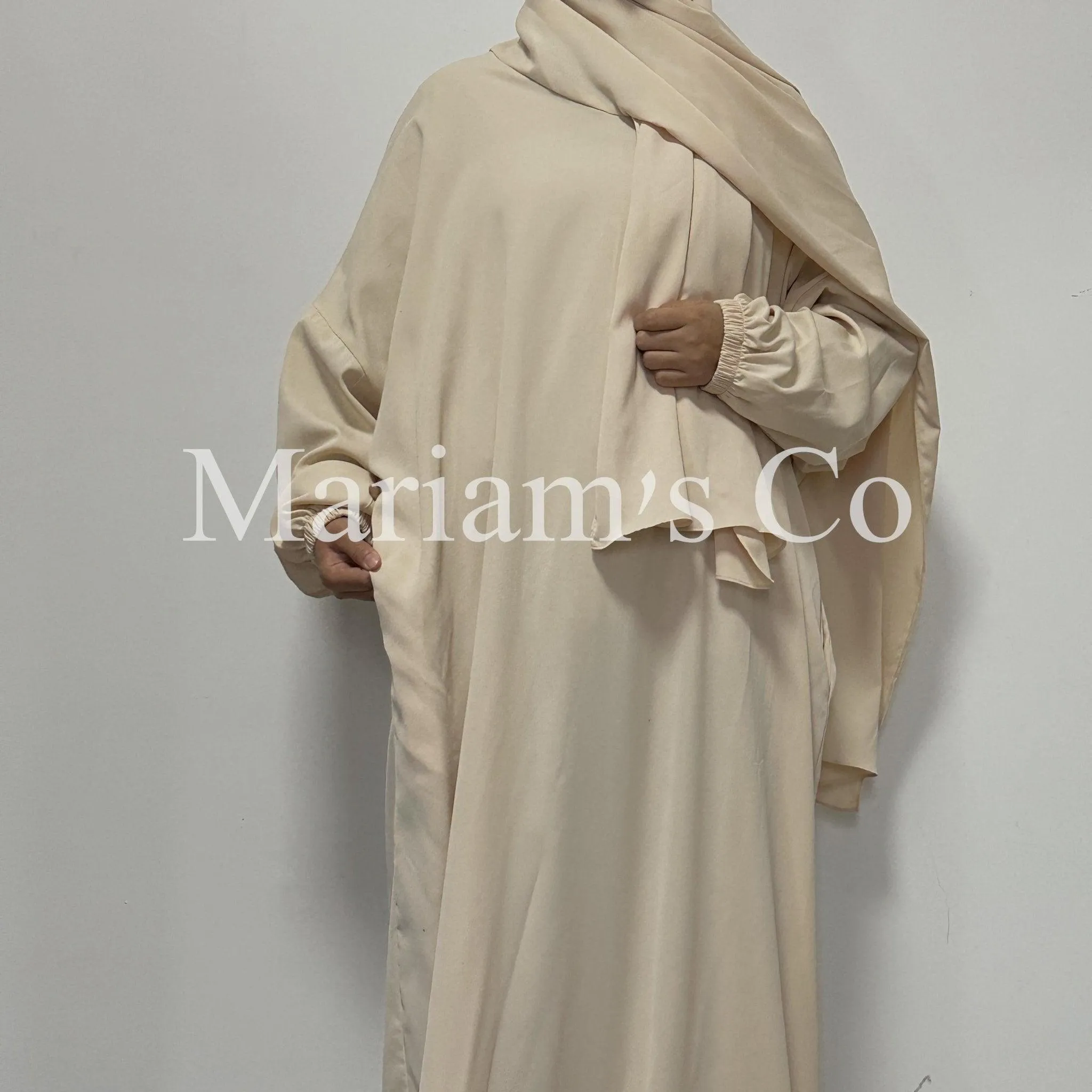 MA0011 Hijab Attached Hooded Abaya With Pockets