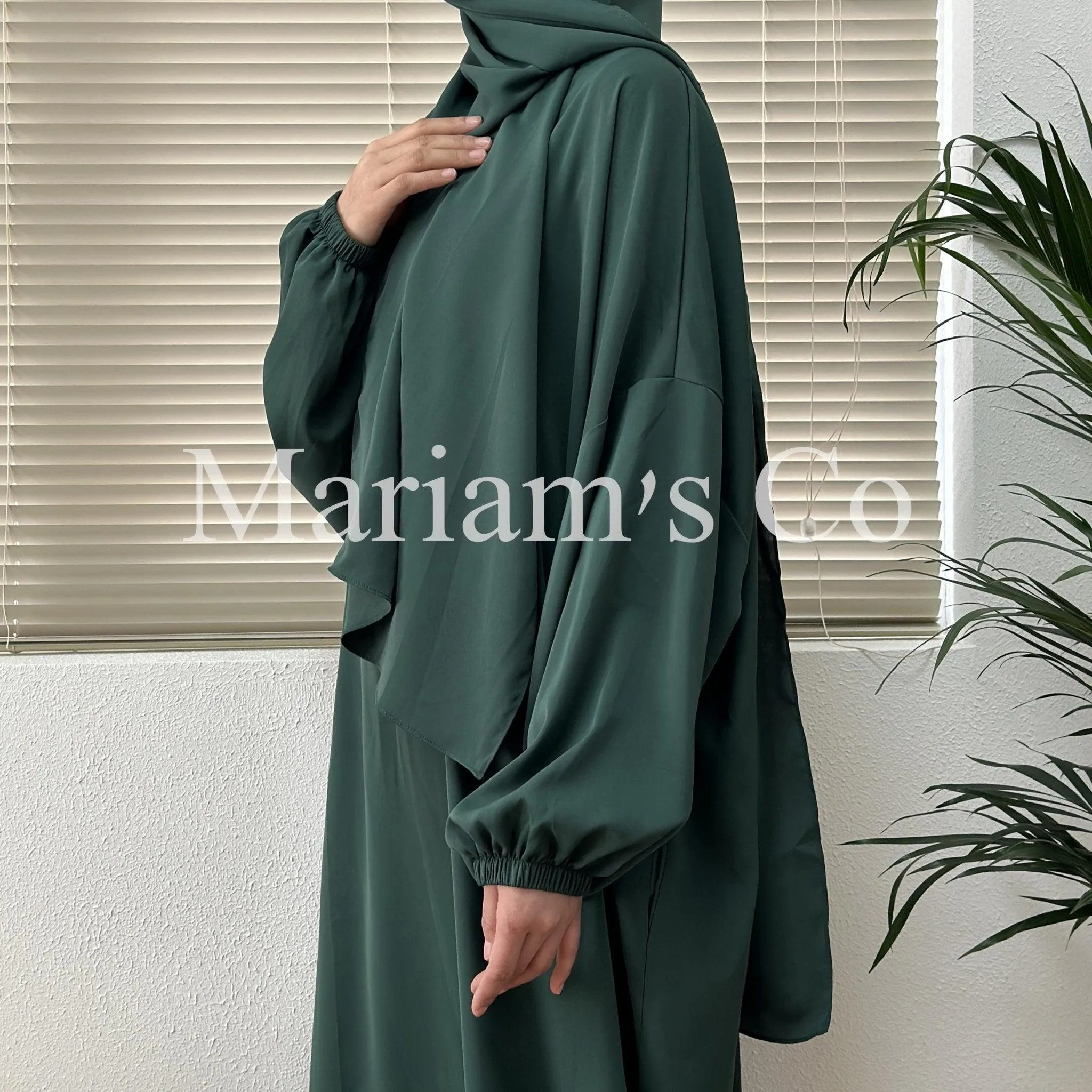 MA0011 Hijab Attached Hooded Abaya With Pockets