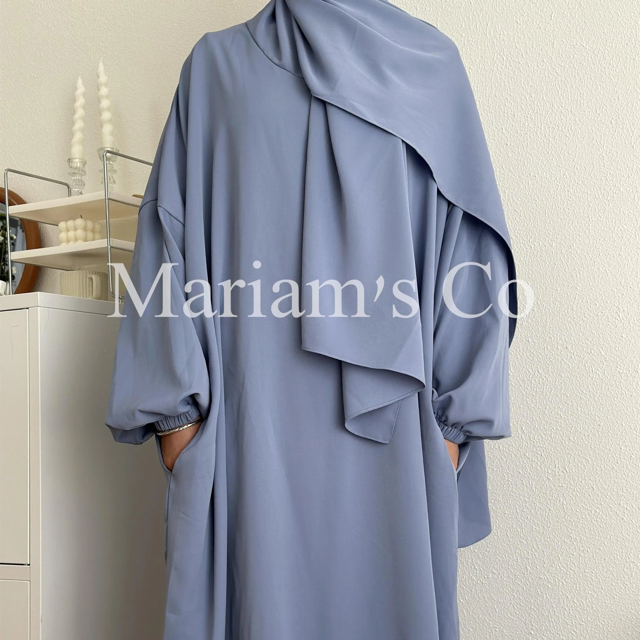 MA0011 Hijab Attached Hooded Abaya With Pockets