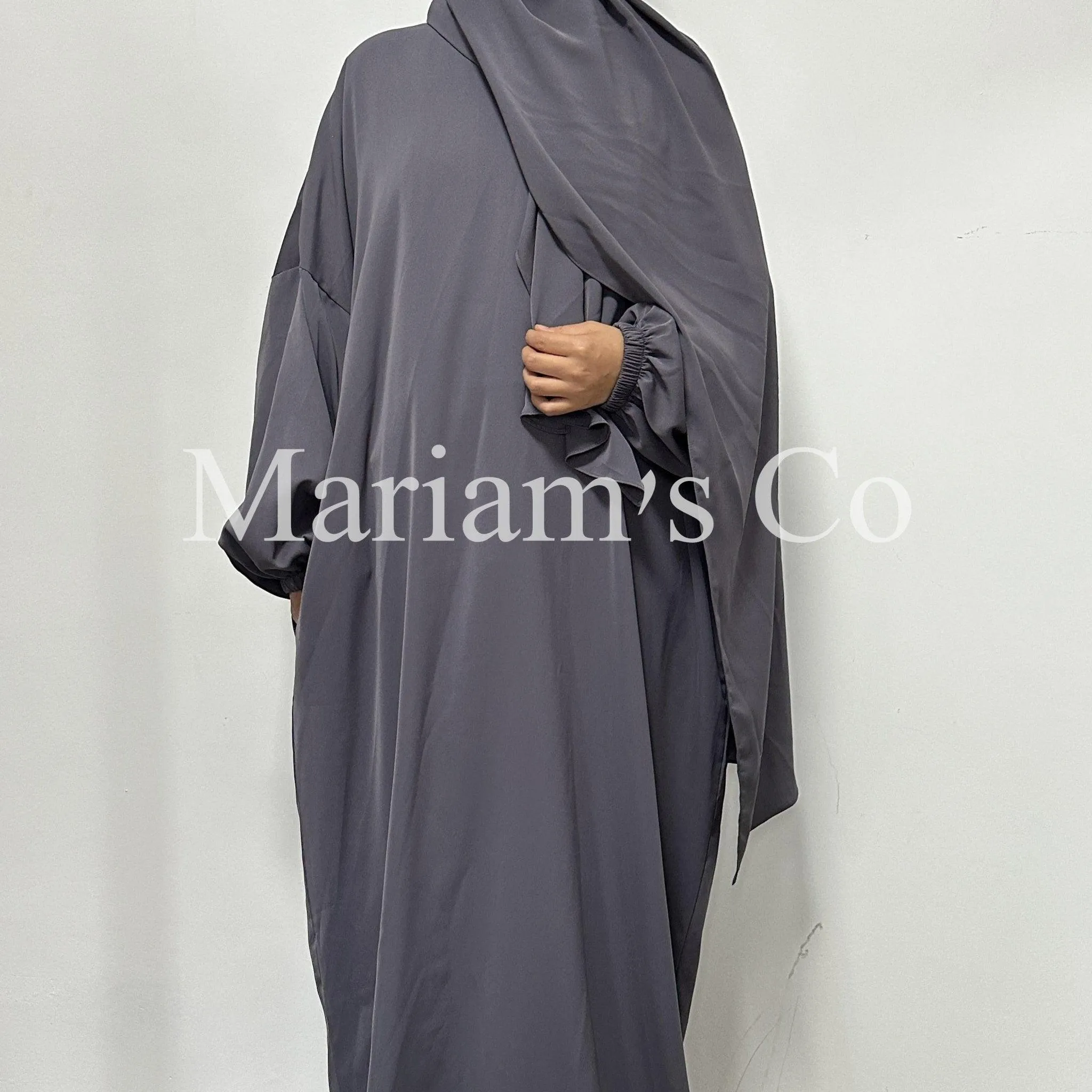 MA0011 Hijab Attached Hooded Abaya With Pockets