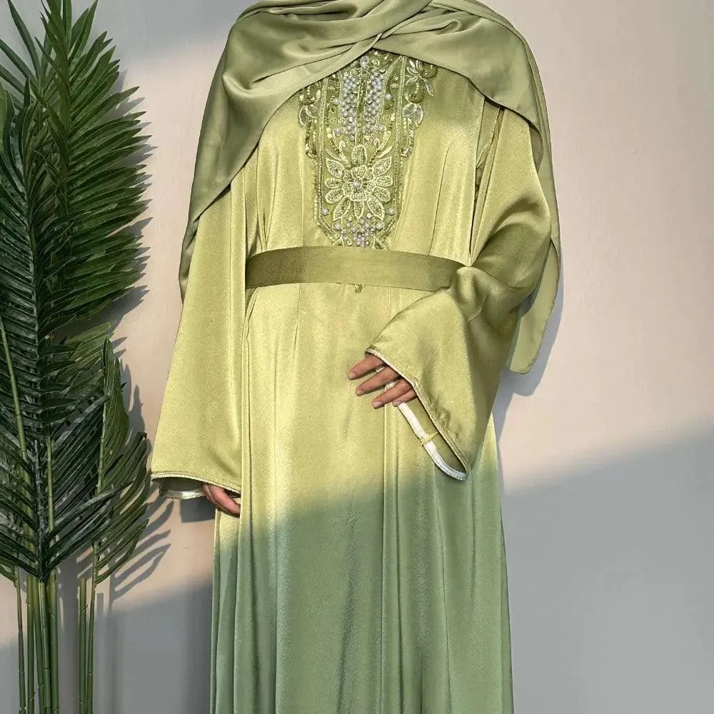 MA044 Satin Embroidered Plain Abaya