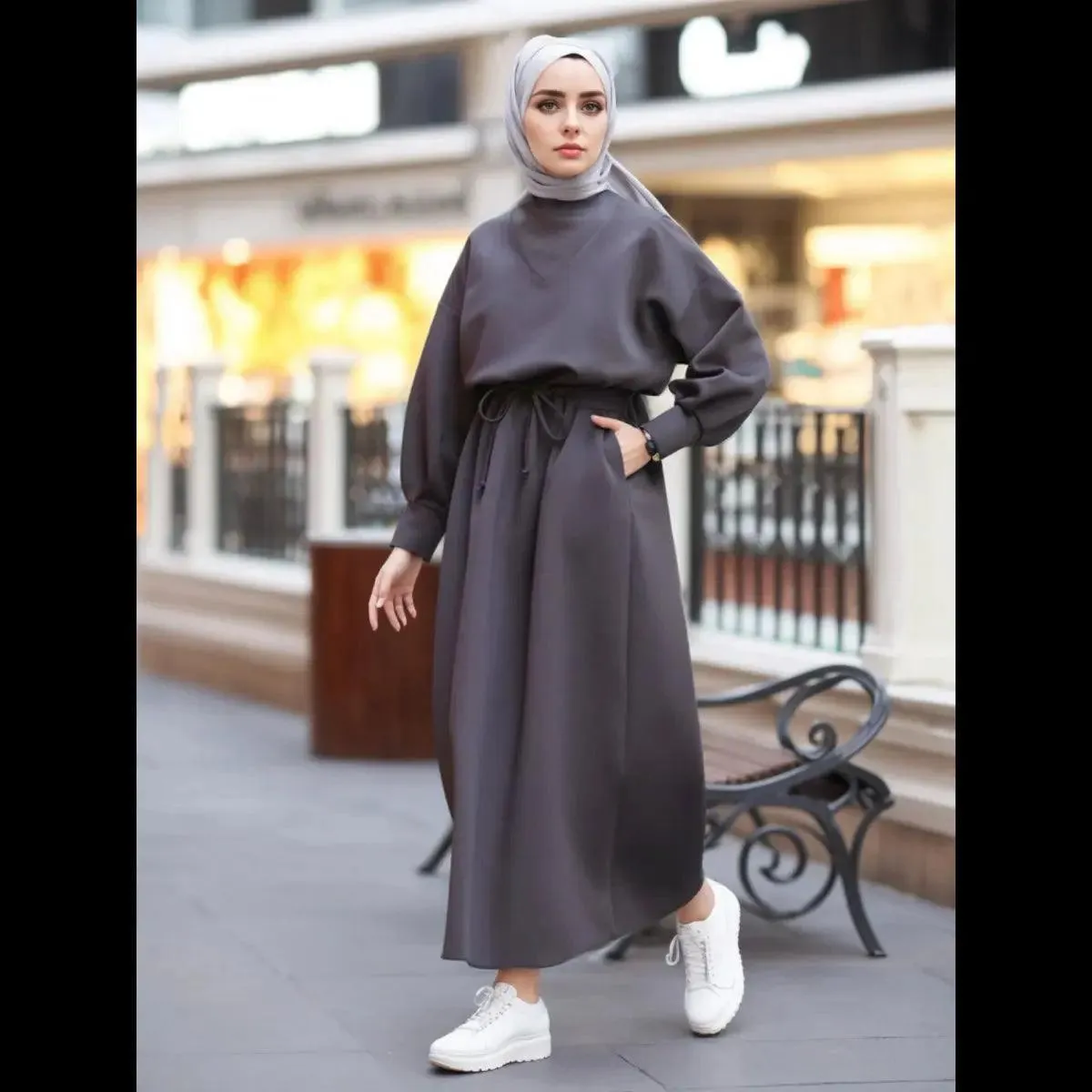 MA046 Winter Abaya with Scuba Girdle