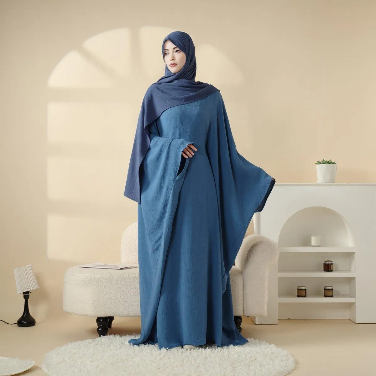 MA048 Butterfly Sleeve Plain Abaya