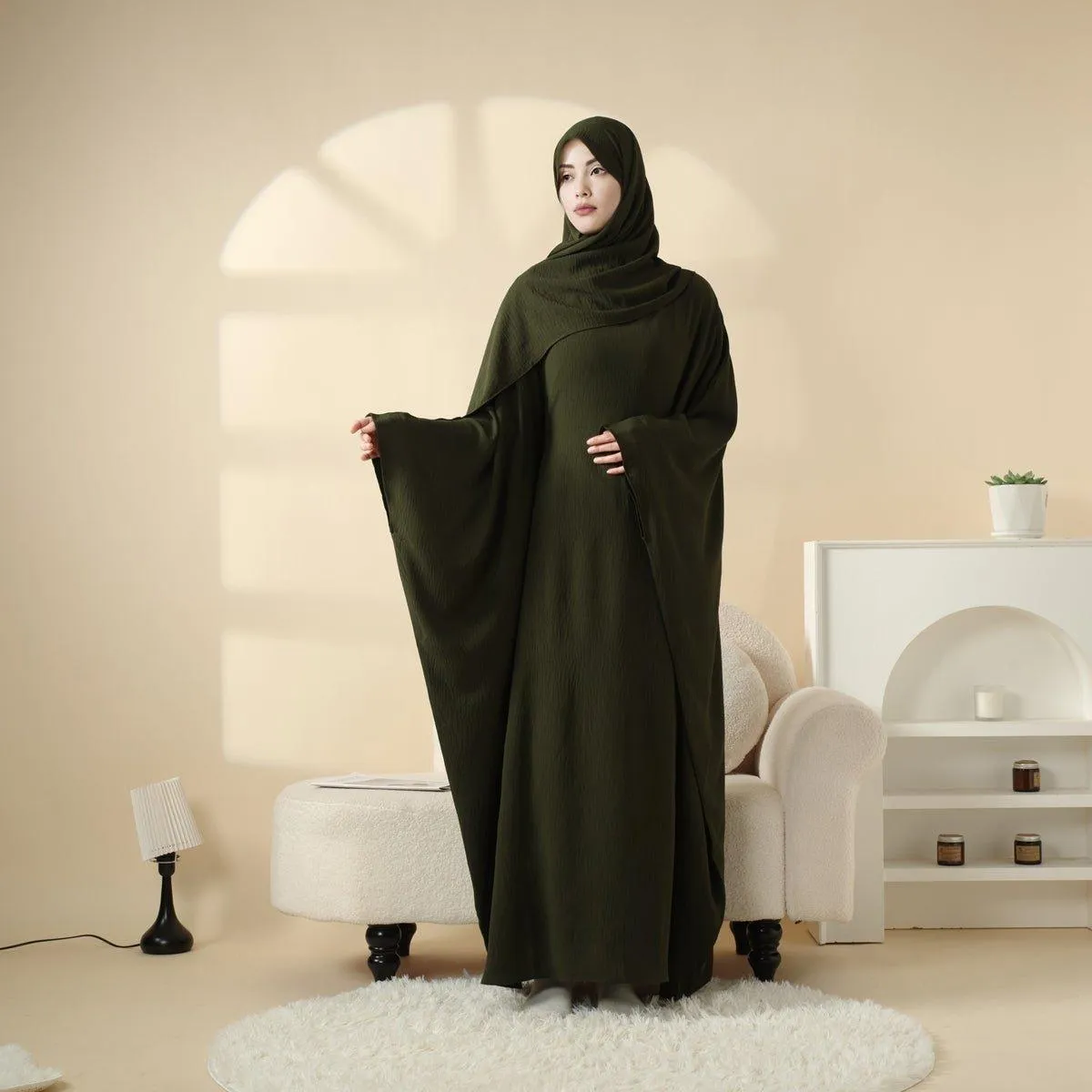 MA048 Butterfly Sleeve Plain Abaya