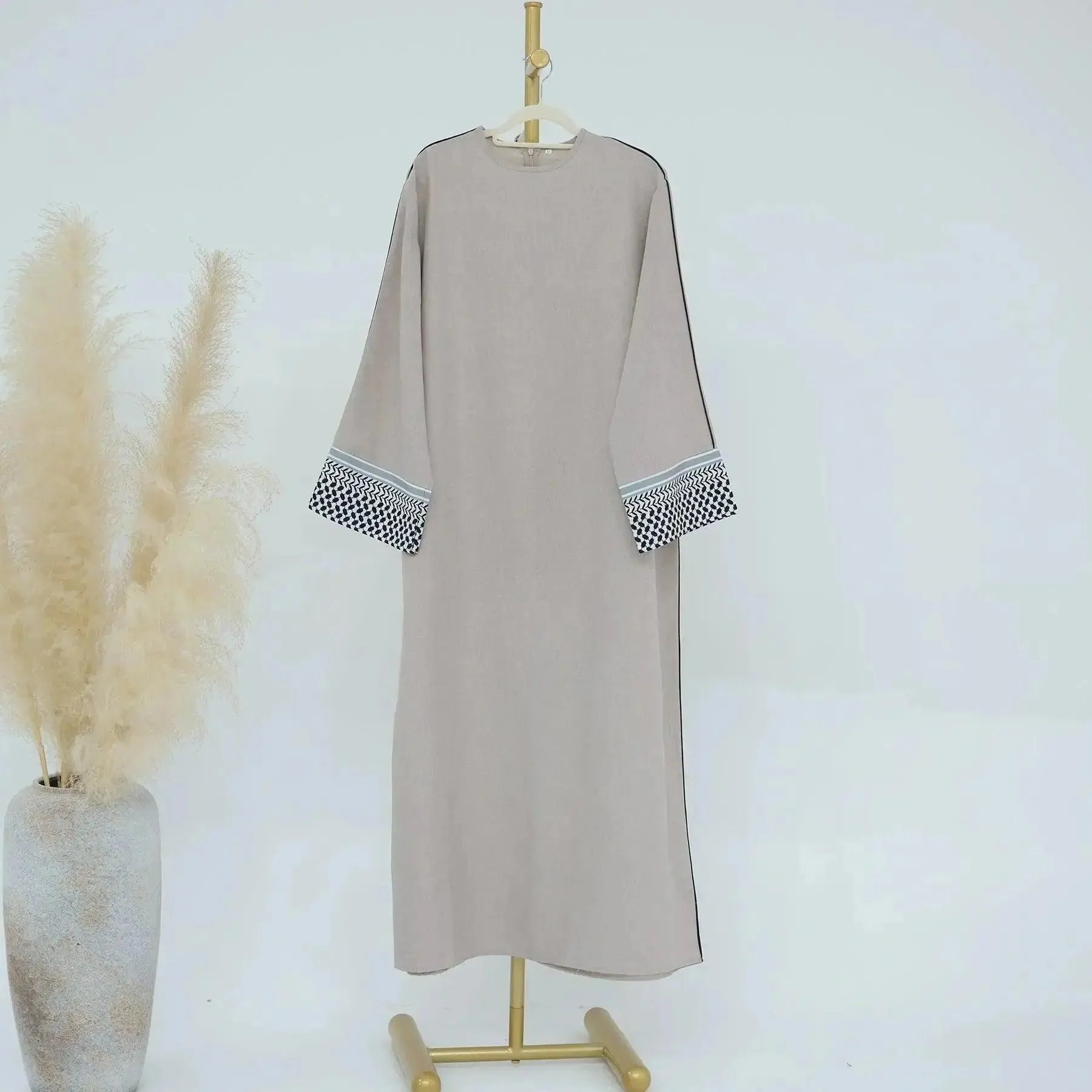 MA049 Linen Cotton Blend Kufiyah Abaya