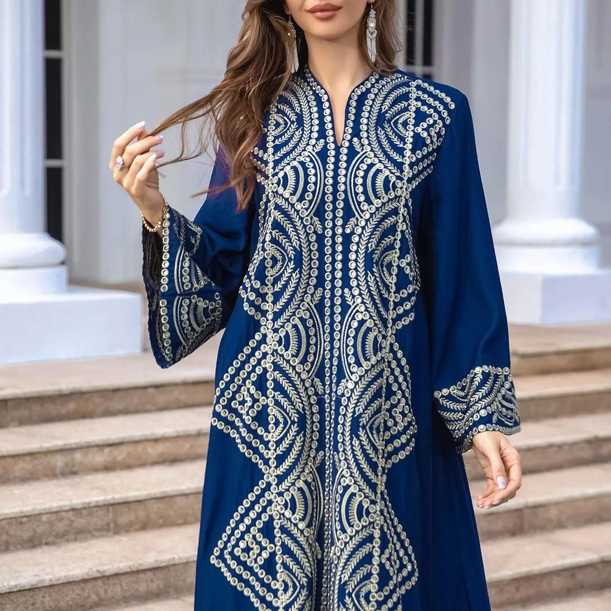 MA062 Sequin Embroidered Evening Dress Abaya