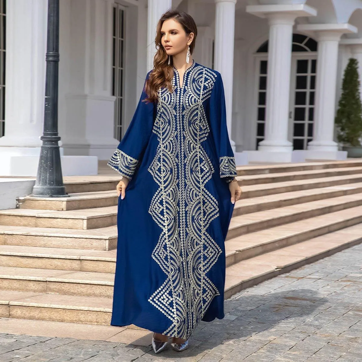 MA062 Sequin Embroidered Evening Dress Abaya