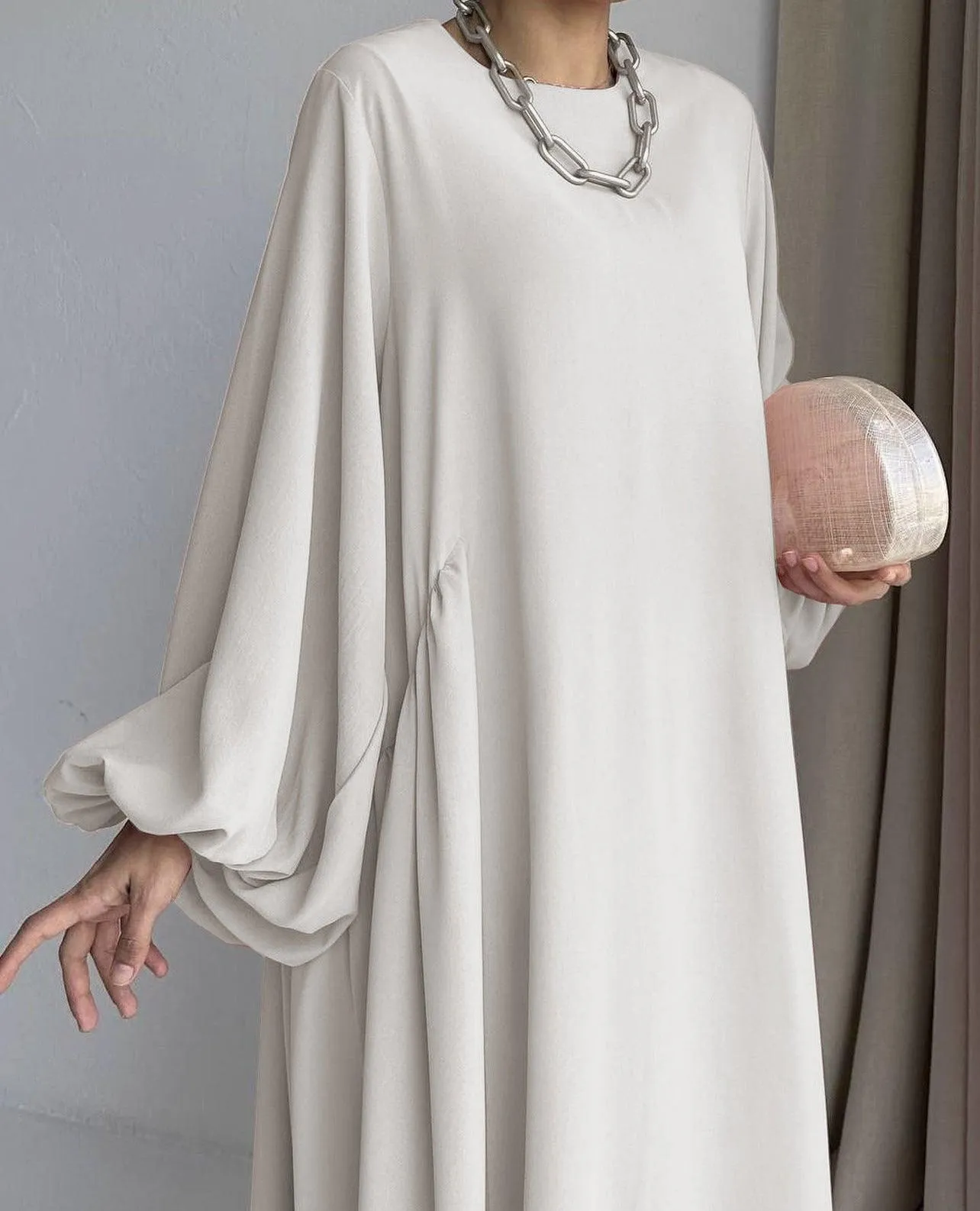 MA066 Simple Puff Sleeve Abaya