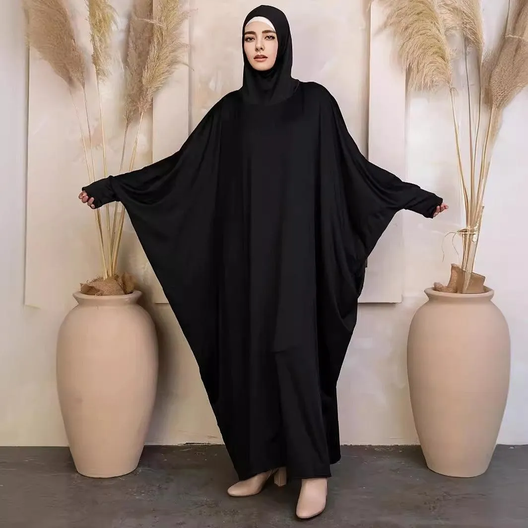 MA069 Solid Colour Loose Bat Sleeve Abaya