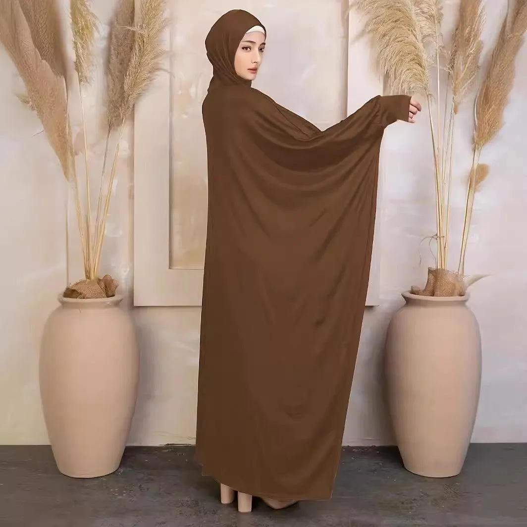 MA069 Solid Colour Loose Bat Sleeve Abaya