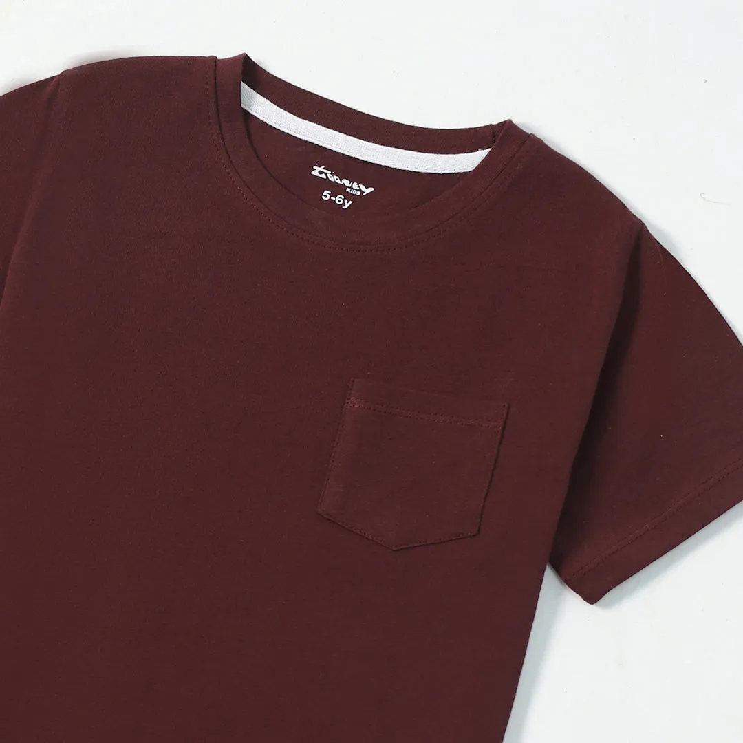 Maroon Kids Pocket Tee