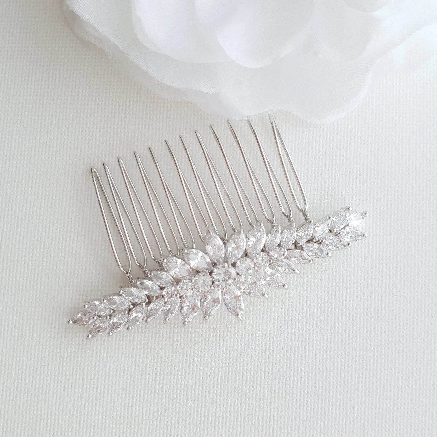 Marquise Hair Comb for Brides in Rose Gold-Giselle