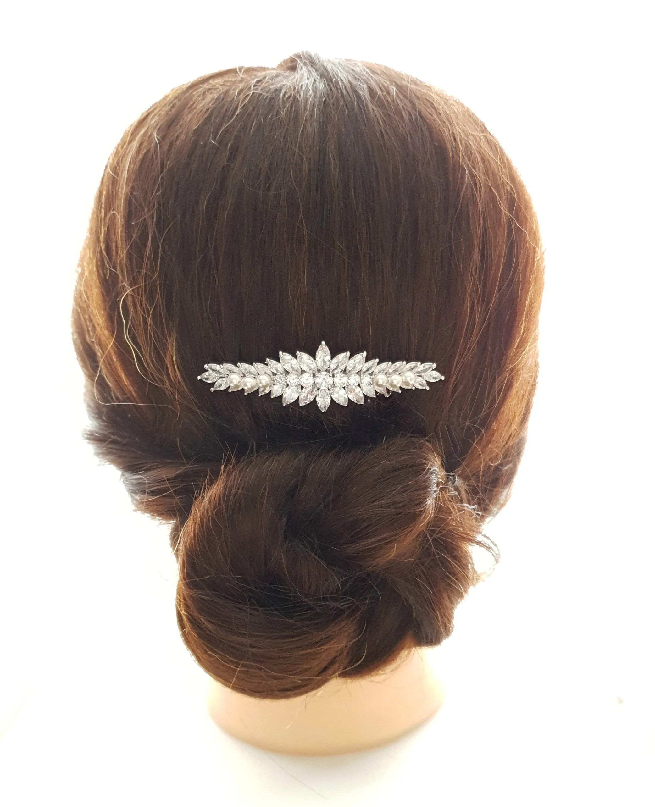 Marquise Hair Comb for Brides in Rose Gold-Giselle