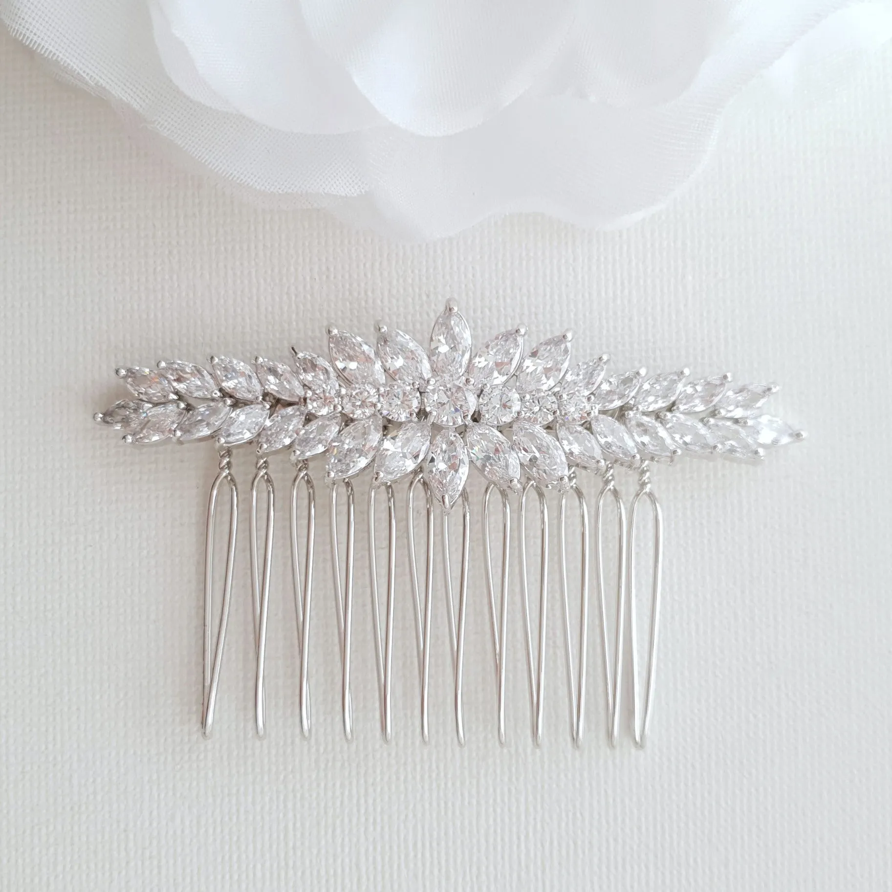 Marquise Hair Comb for Brides in Rose Gold-Giselle