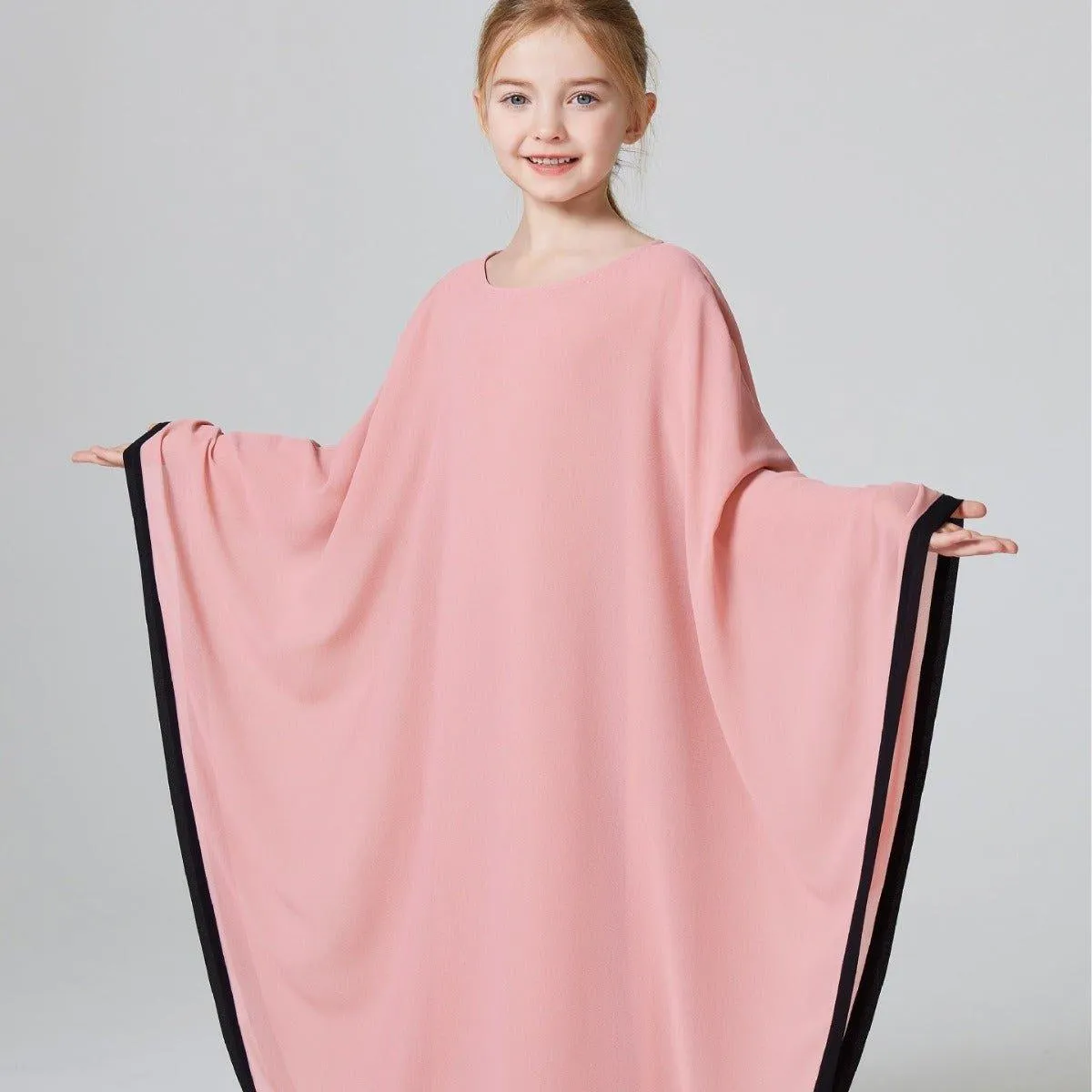 MKG001 Girls Chiffon Smock Abaya 2-piece set