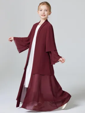 MKG007 Two Layers Chiffon Girls Open Abaya