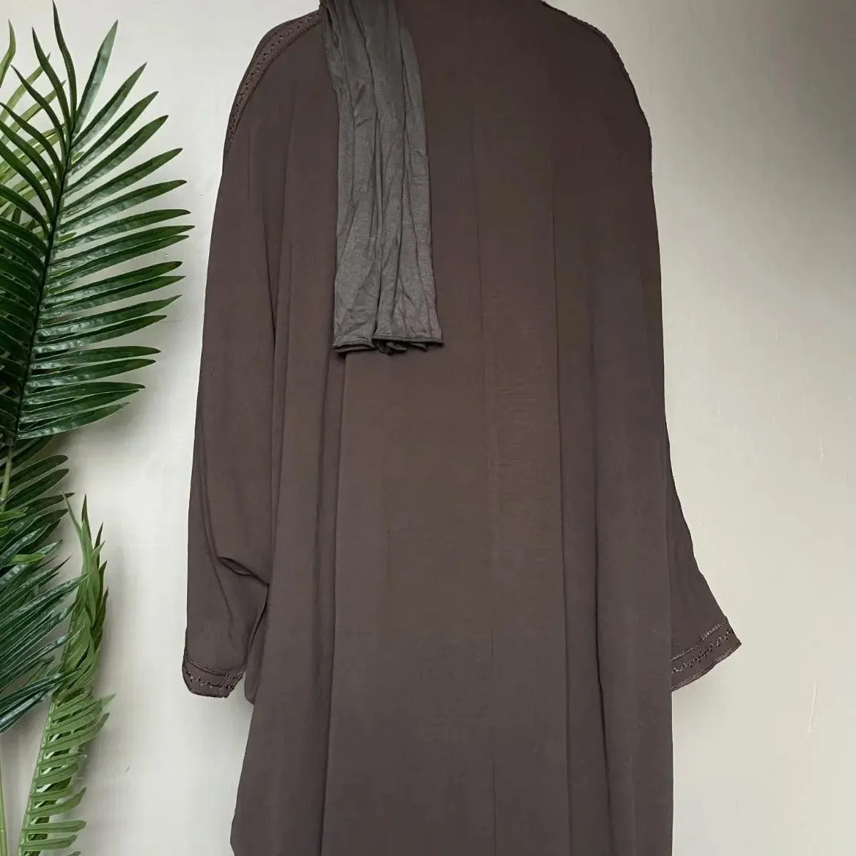 MOA015 Batwing Sleeve Embroidered Open Abaya