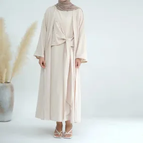 MOA031 Solid Color Pearl Splice Abaya