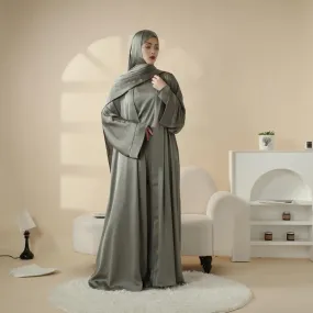 MOA034 Armani Satin Top and Pants 4-Piece Set Abaya