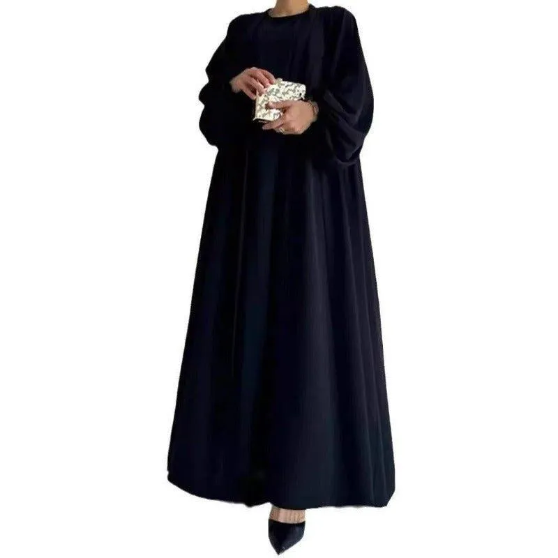 MOA050 Loose Lantern Sleeve Abaya 3-Piece Set