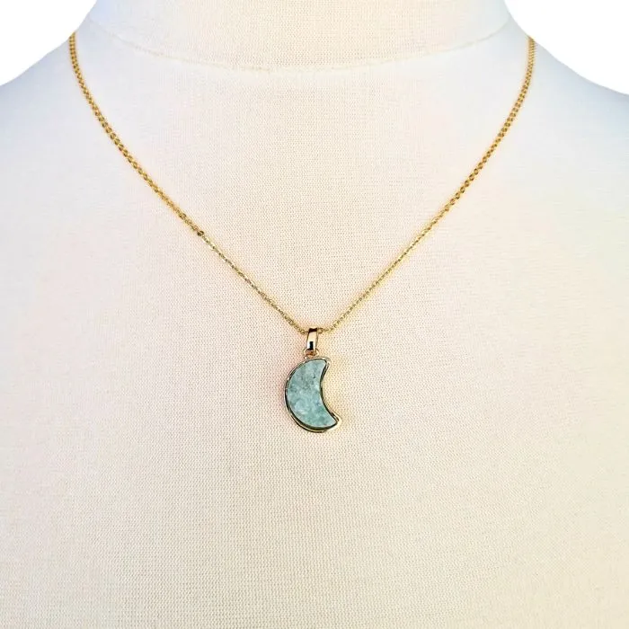 Moon Crescent Druzy Agate Necklace