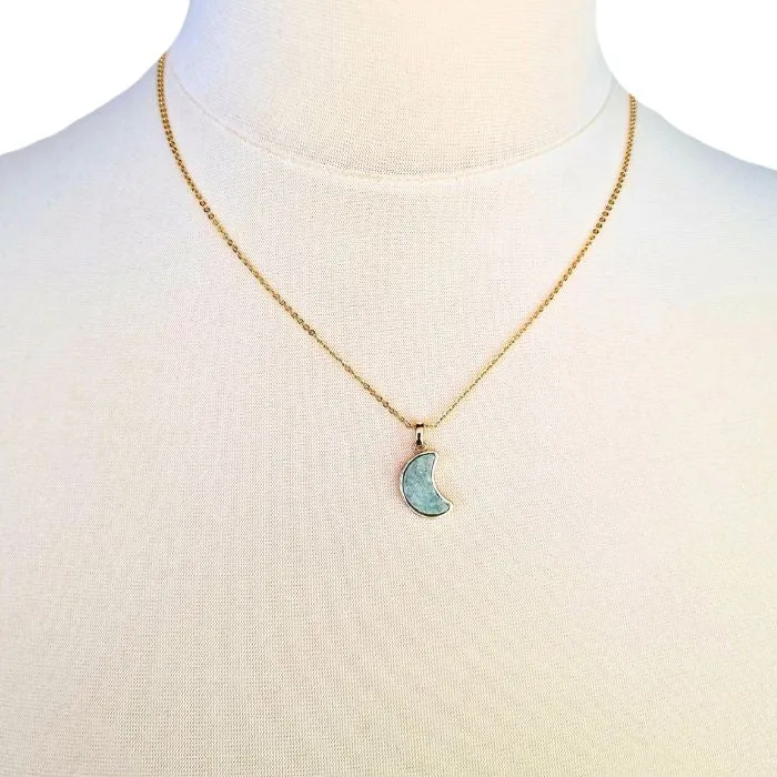 Moon Crescent Druzy Agate Necklace