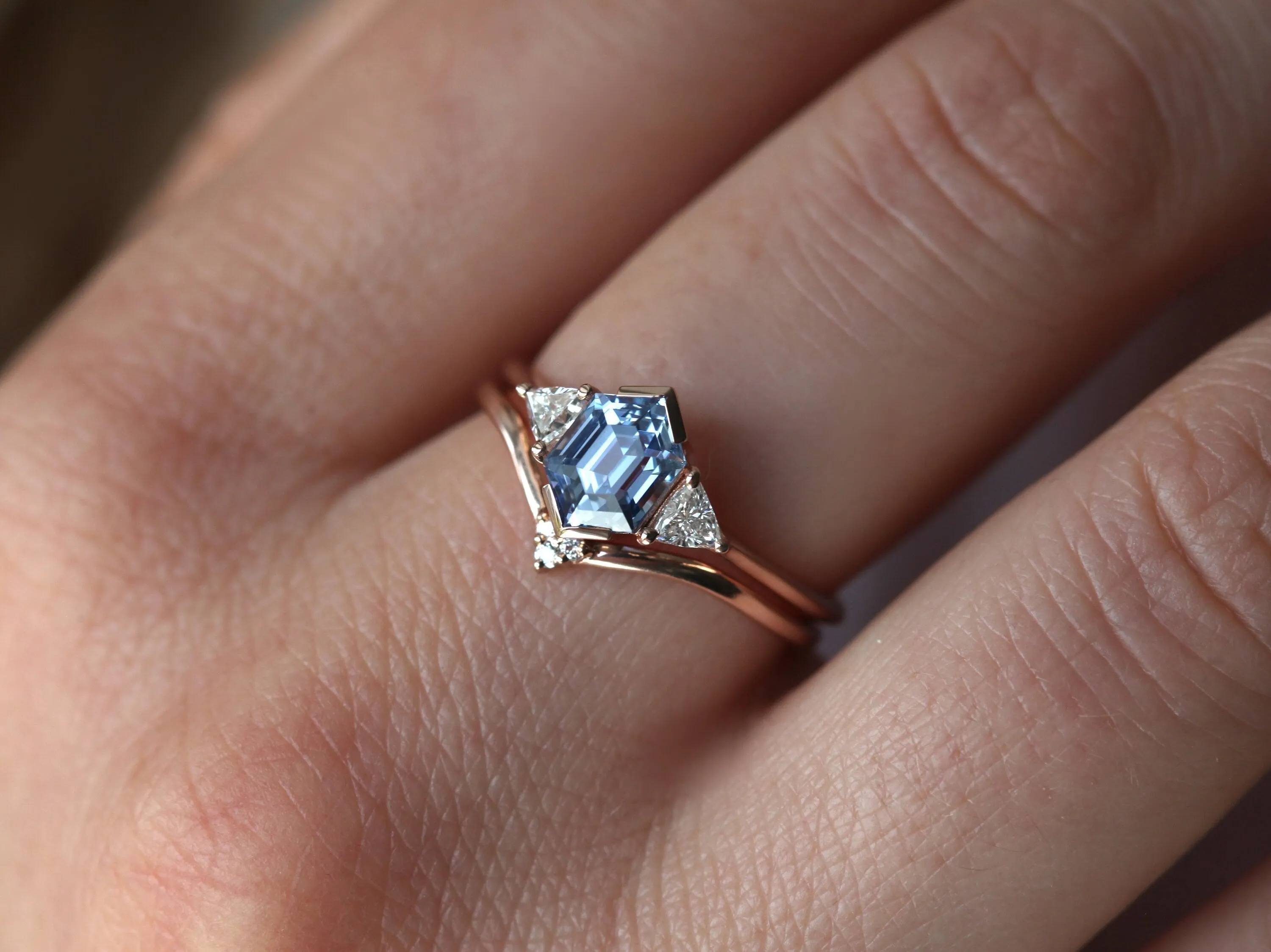 Nadine Blue Hexagon Sapphire Ring