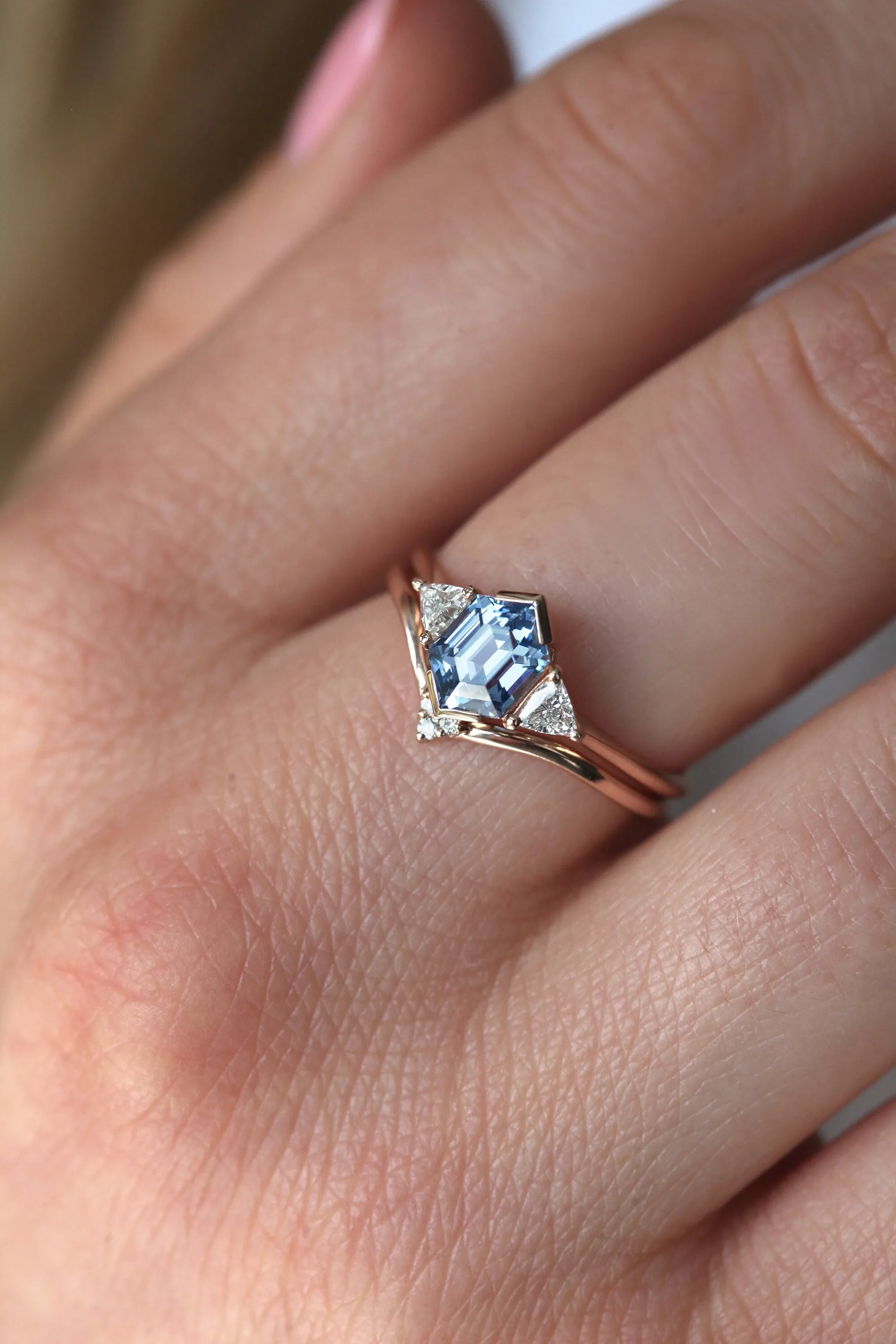 Nadine Blue Hexagon Sapphire Ring