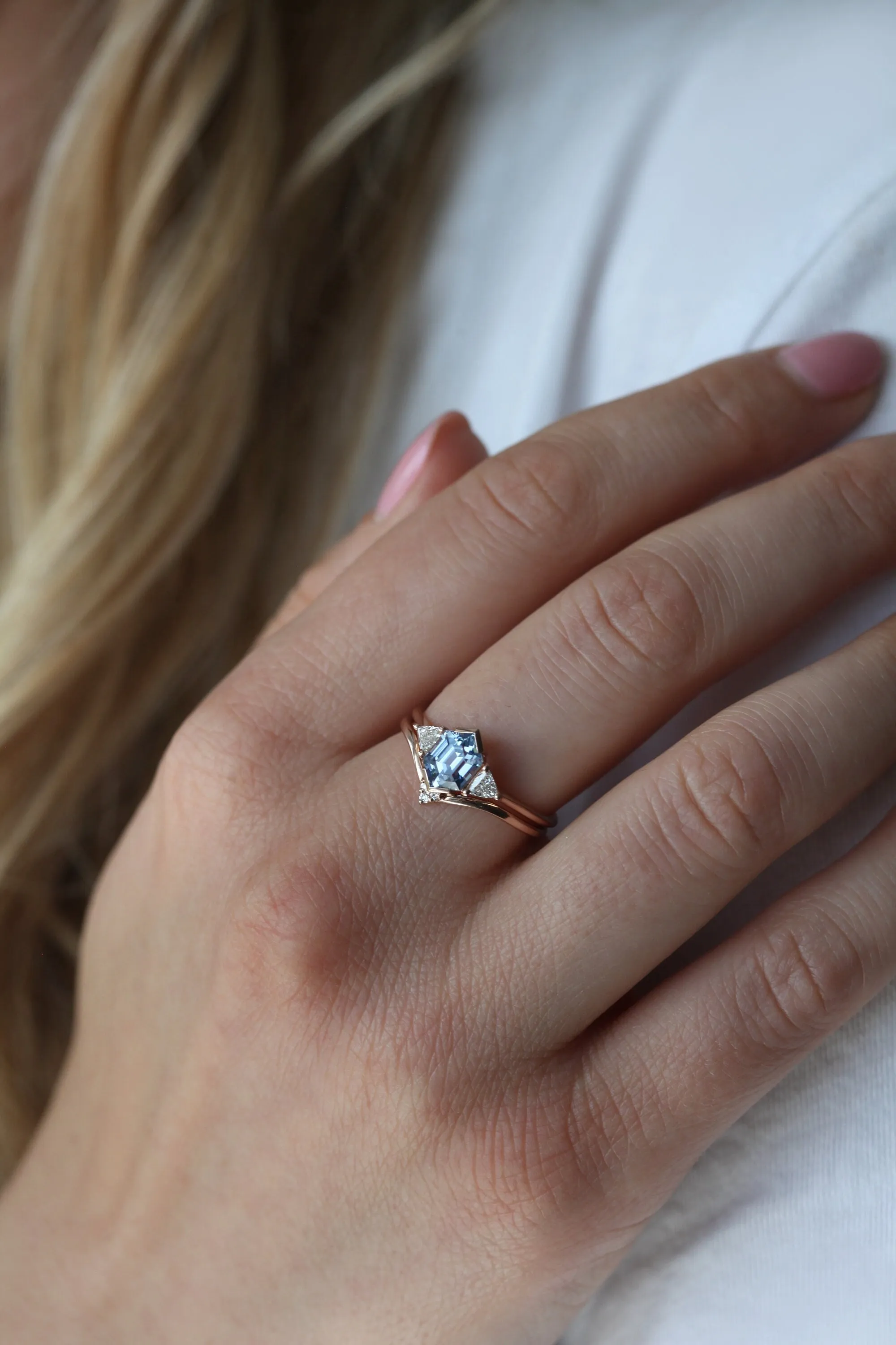 Nadine Blue Hexagon Sapphire Ring