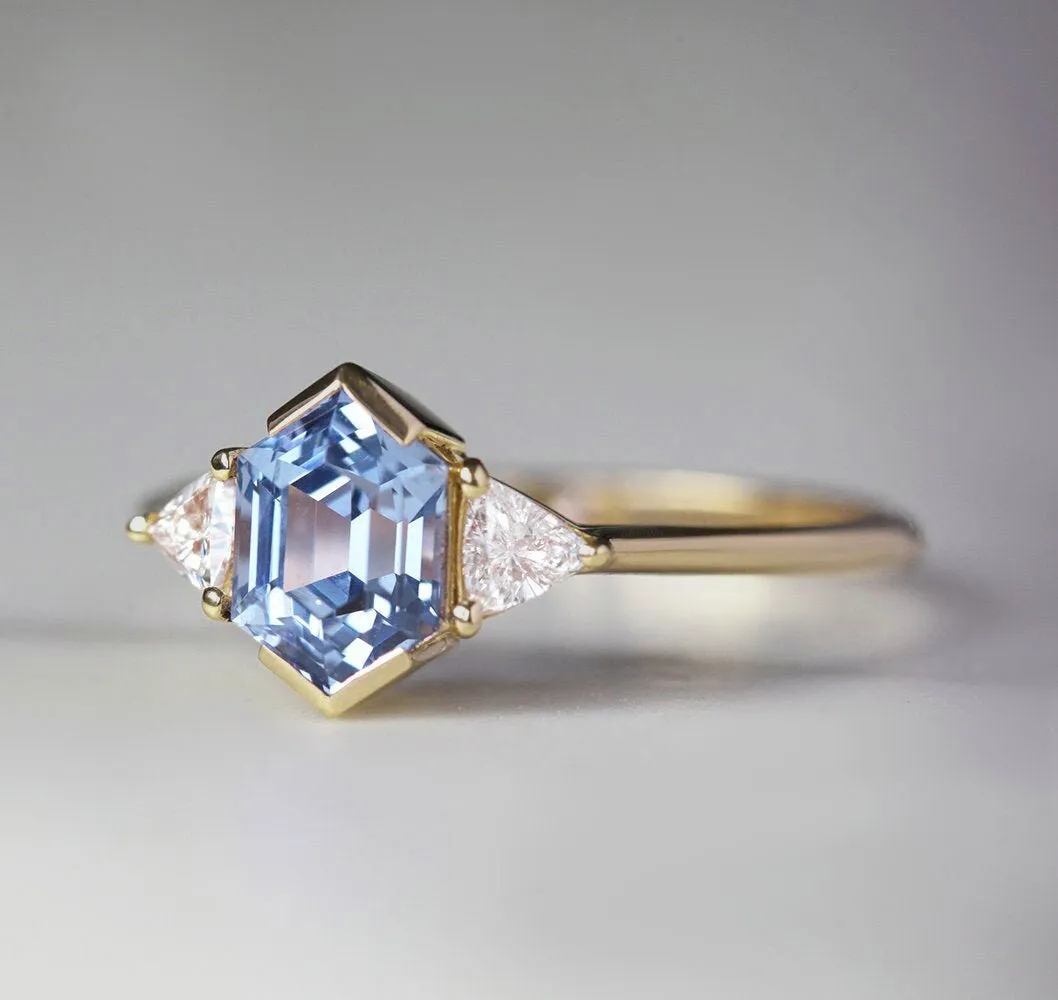 Nadine Blue Hexagon Sapphire Ring