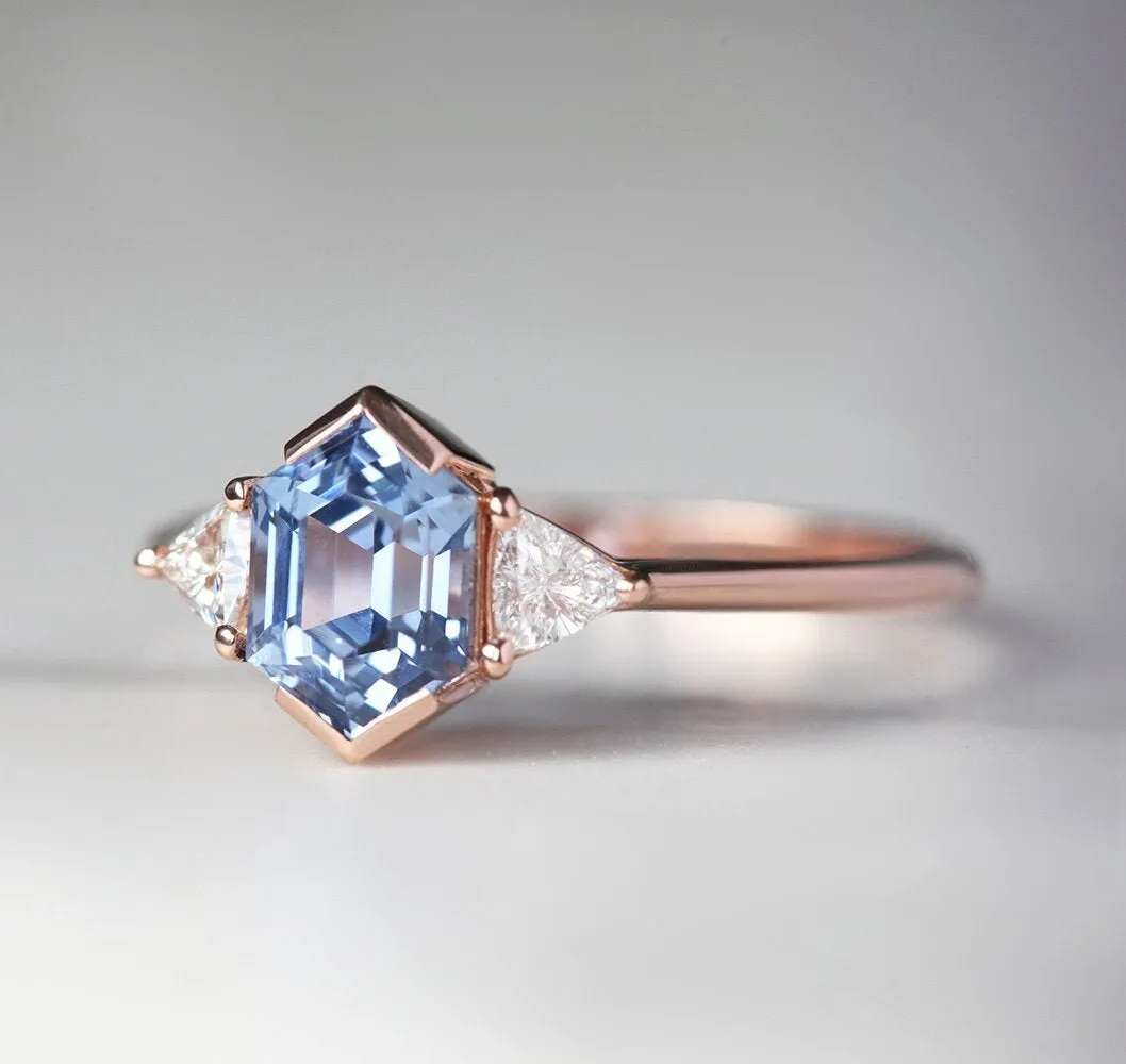 Nadine Blue Hexagon Sapphire Ring