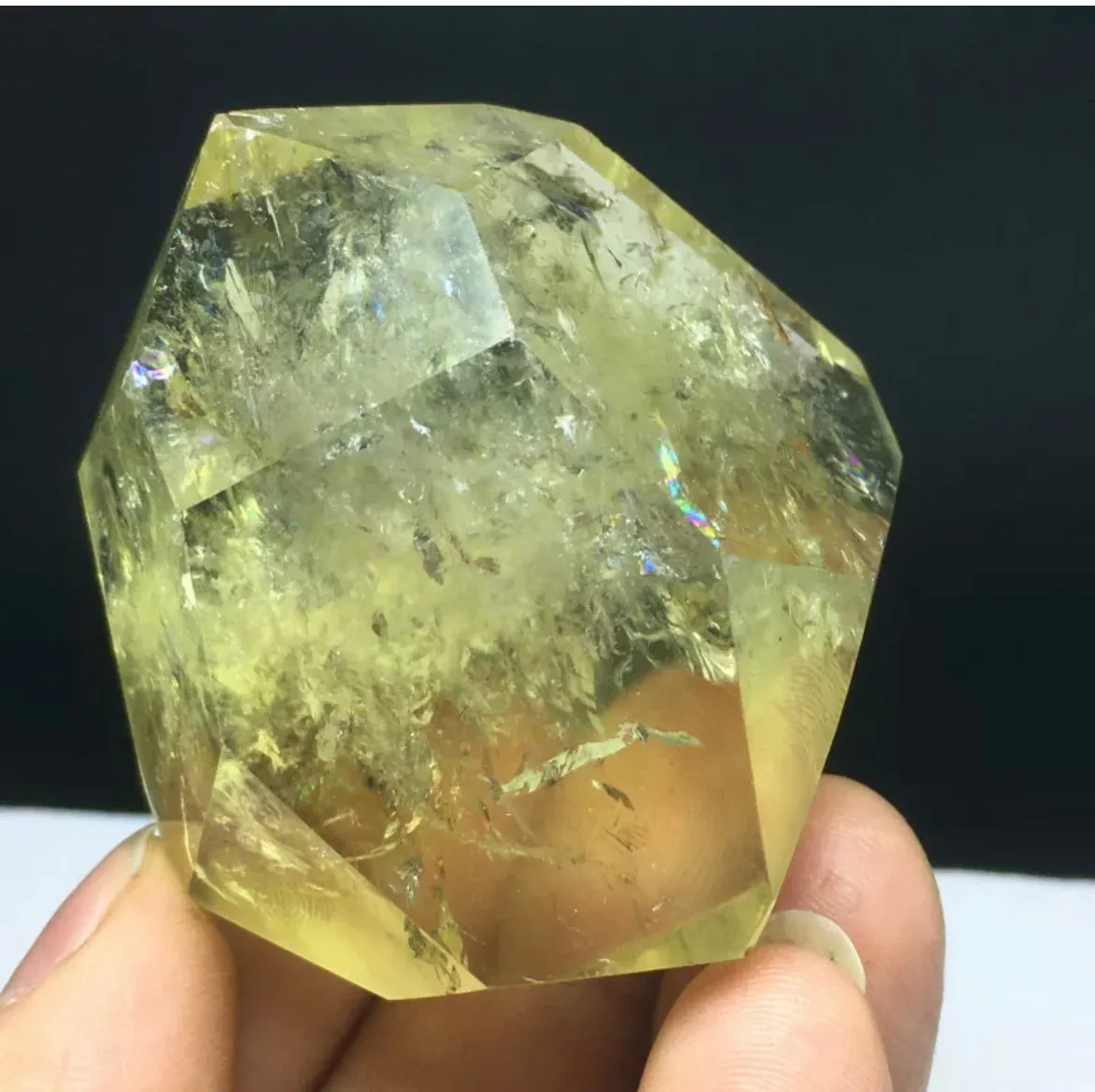 Natural citrine gemstone rhombus