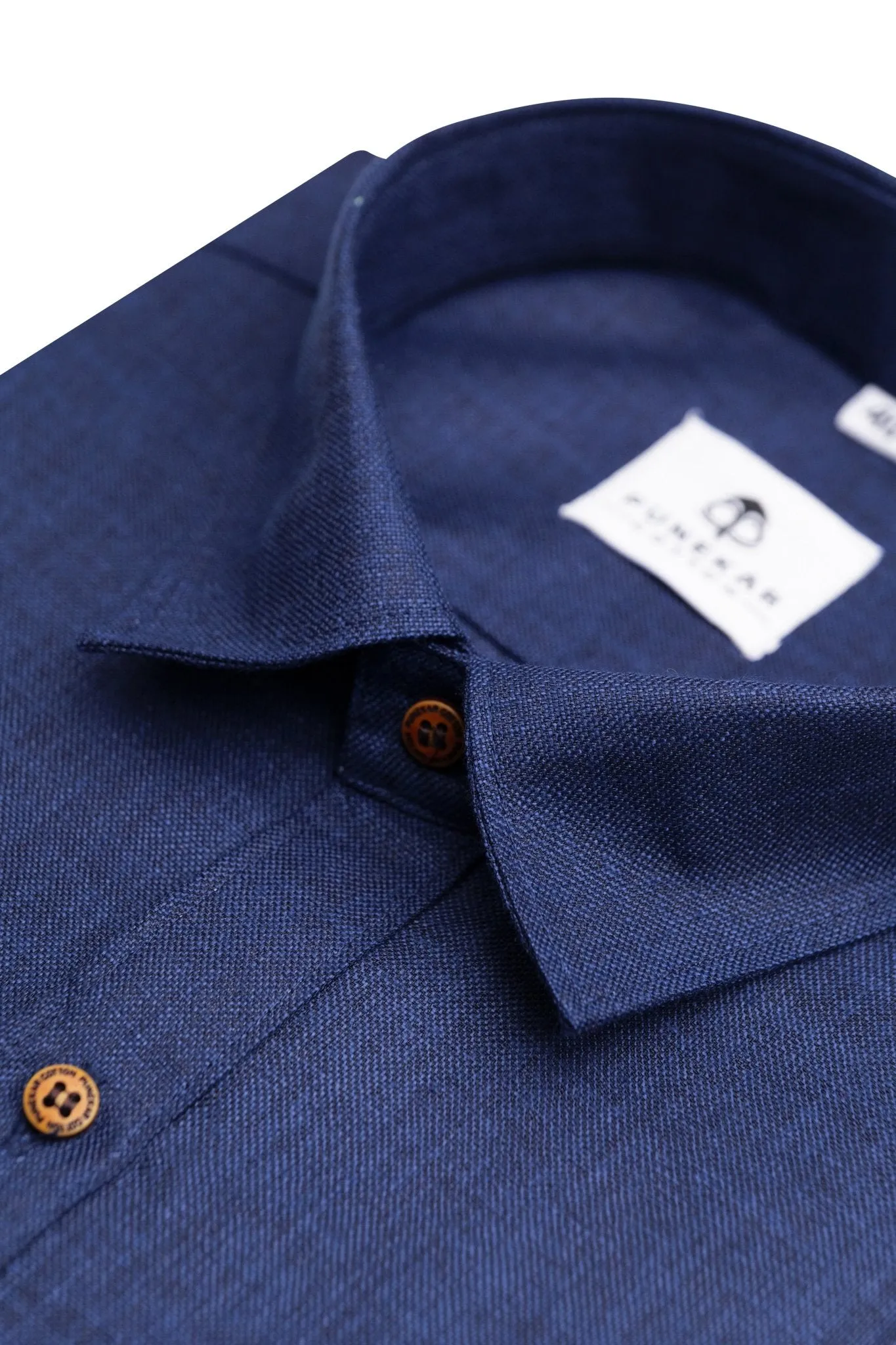 Navy Blue Color Blended Linen Shirt For Men's