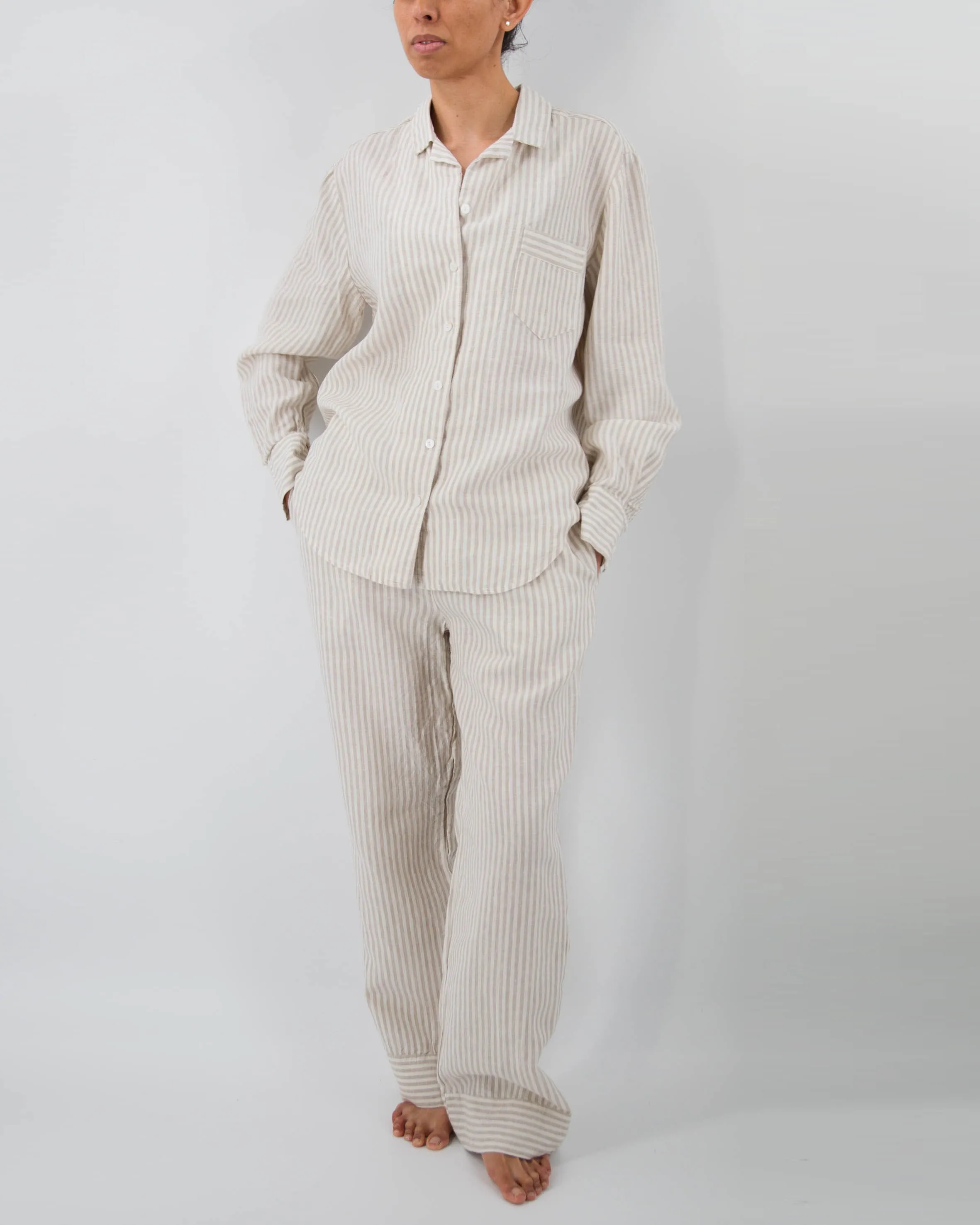 Naya Striped Linen Pajama Set