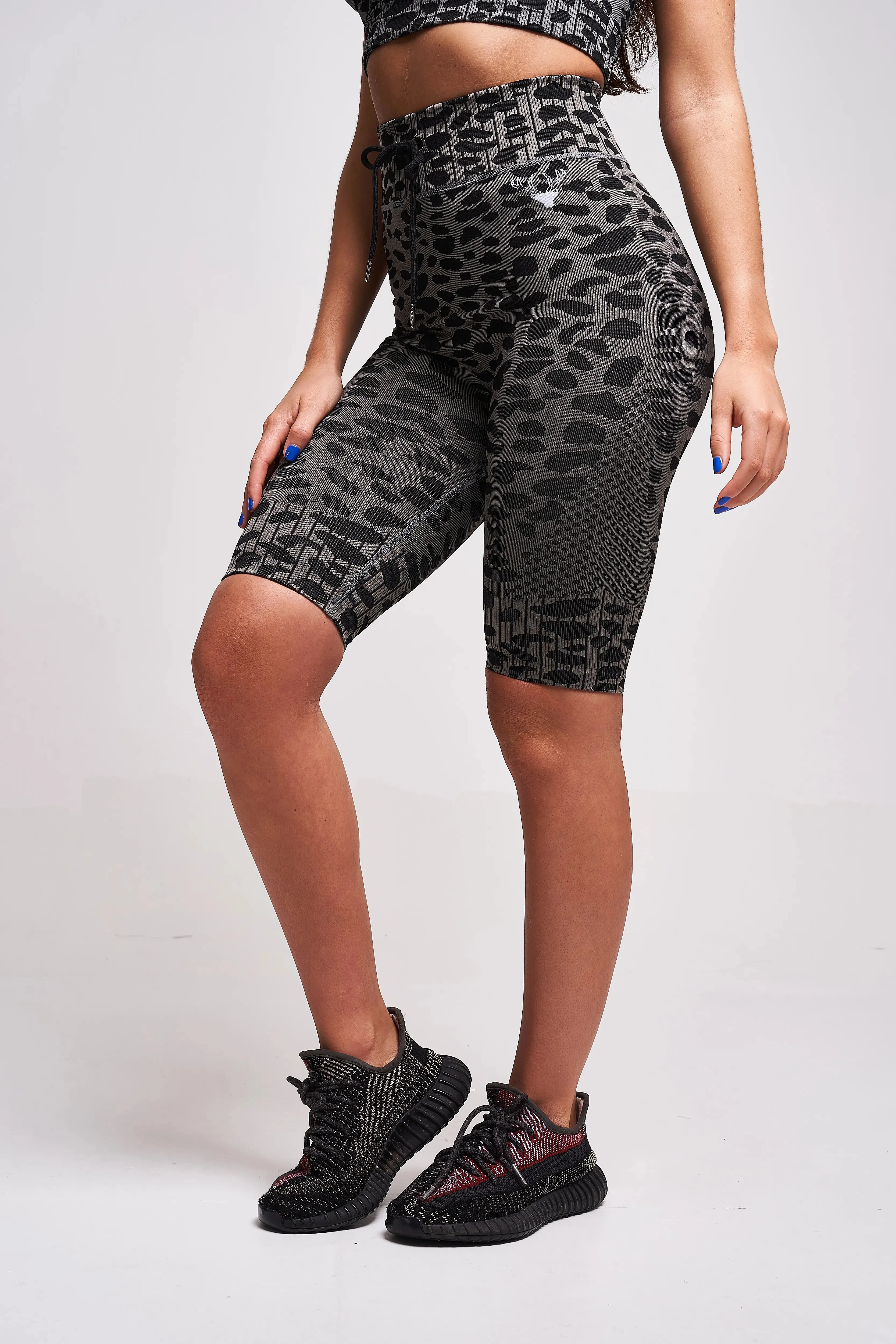 Neva Recycled Leopard High Waisted Cycling Short – Grey