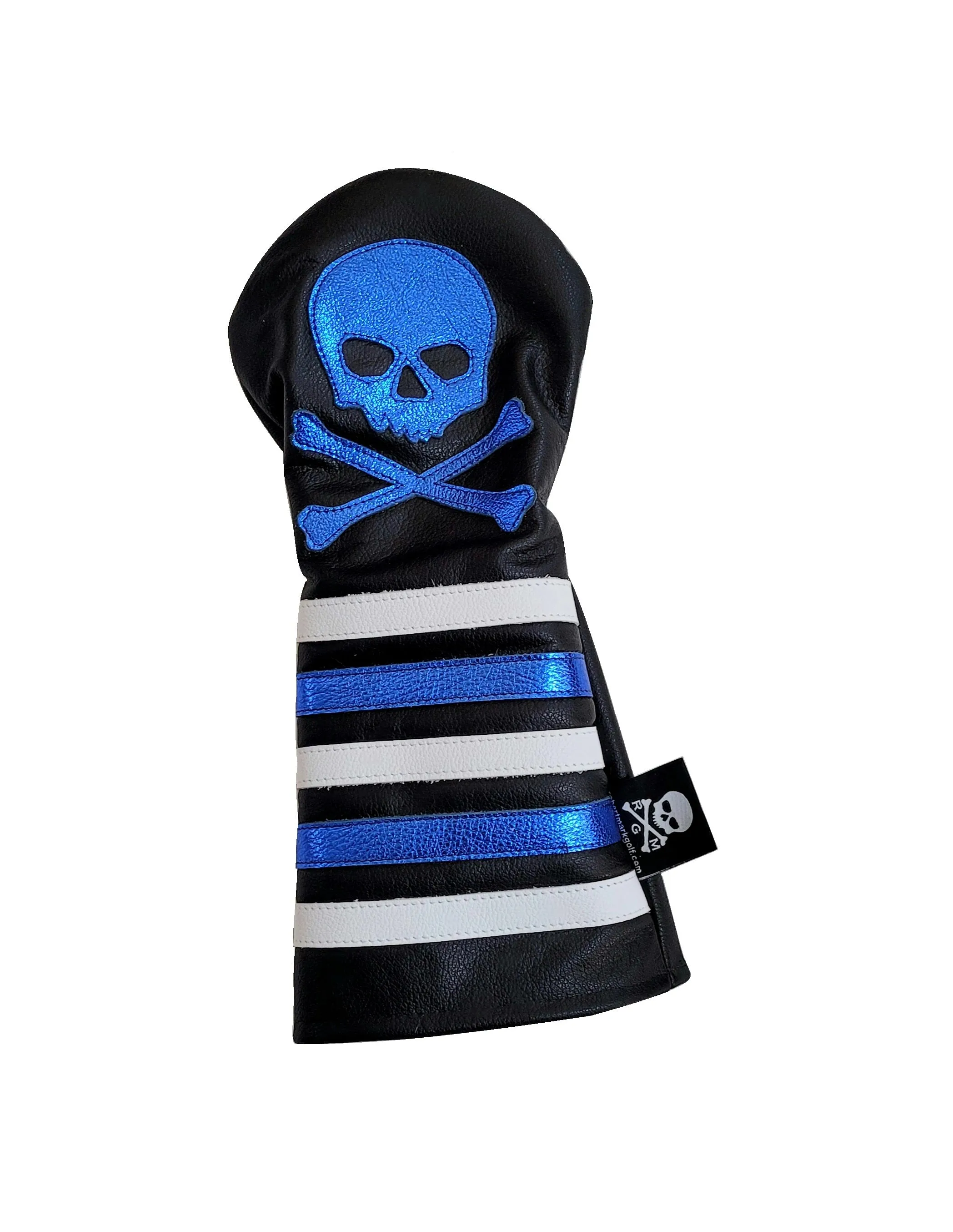 New! Metallic Blue Skull & Bones w/ Rugby Stripes Headcover!