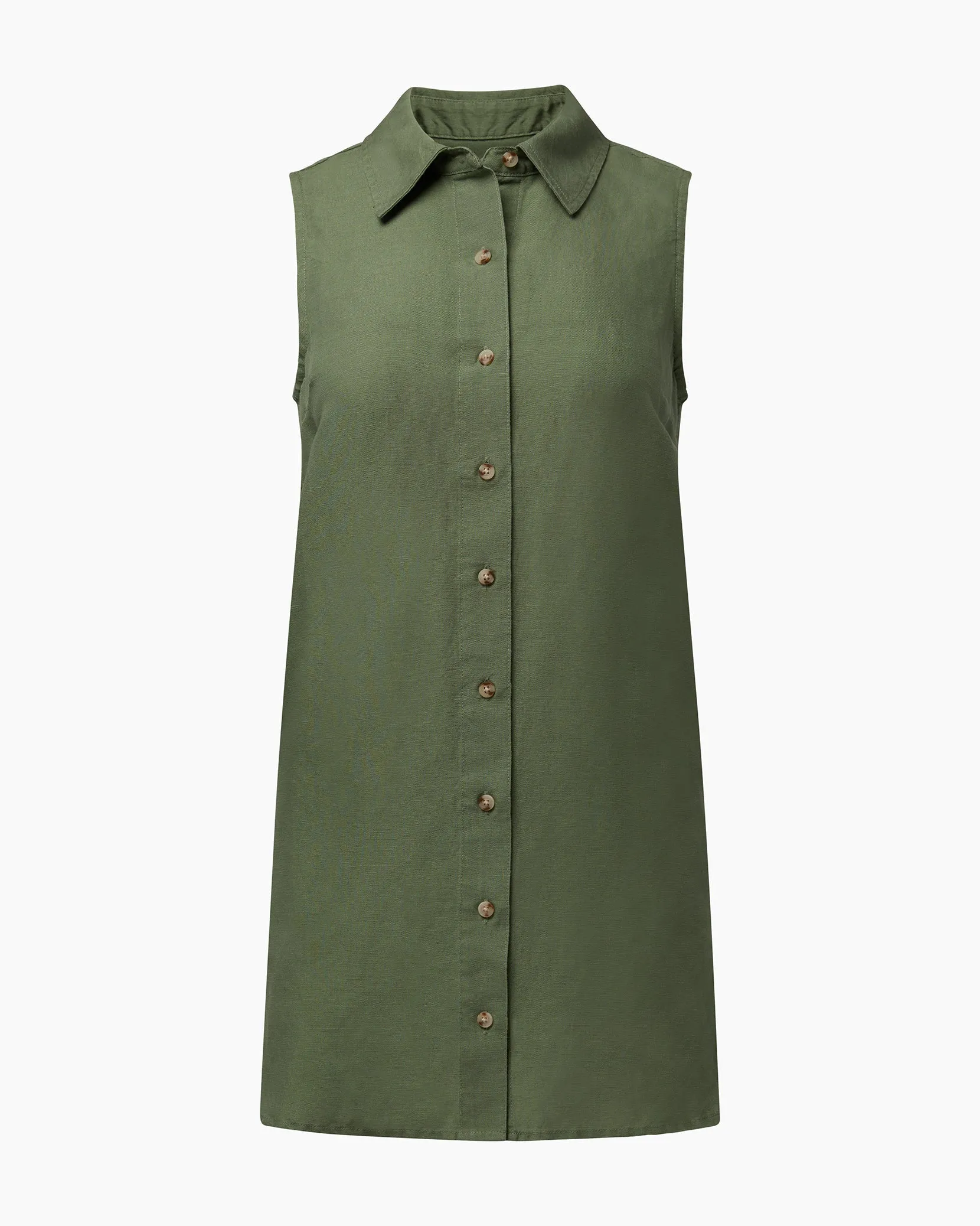 Onia Air Linen Sleeveless Shirt Dress Sea Spray