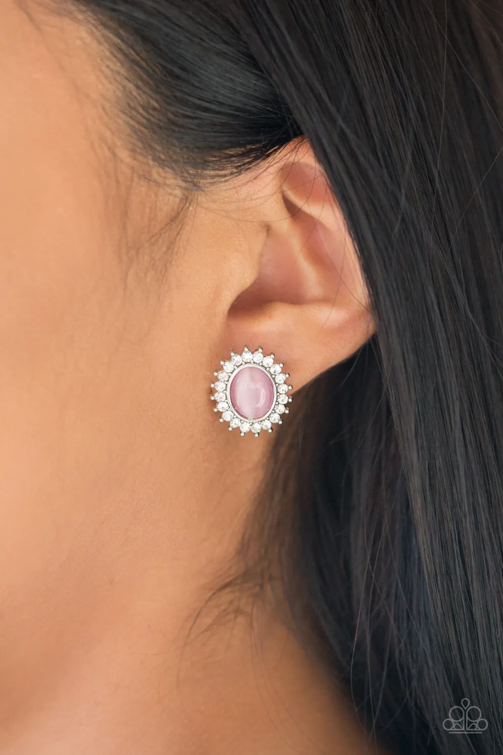 Paparazzi Hey There, Gorgeous - Pink Cat's Eye Studs Earring