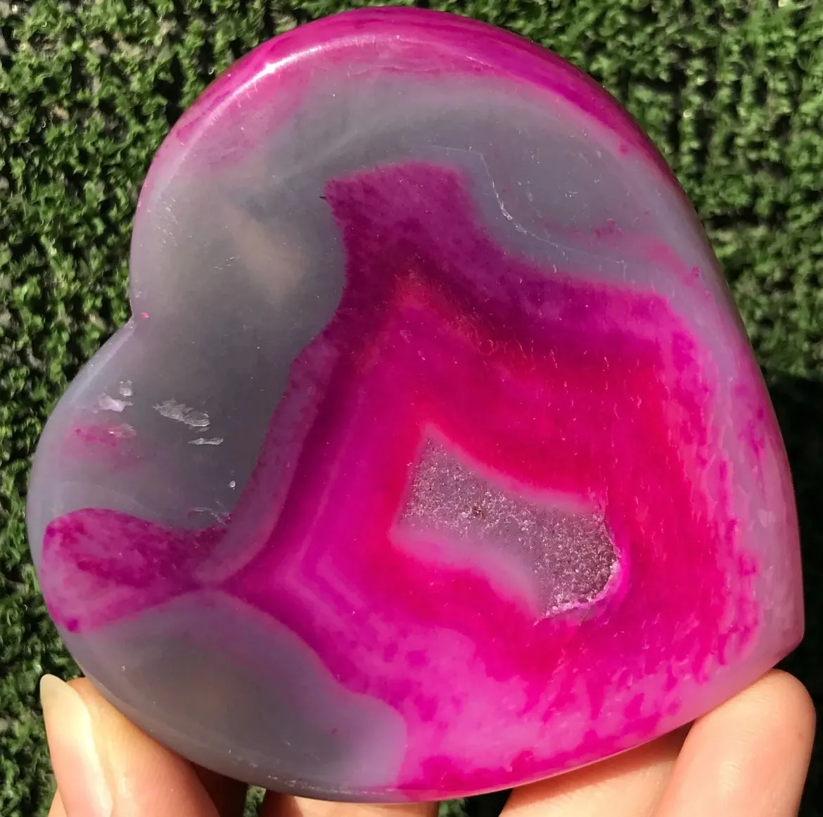 Pink Agate Geode Heart