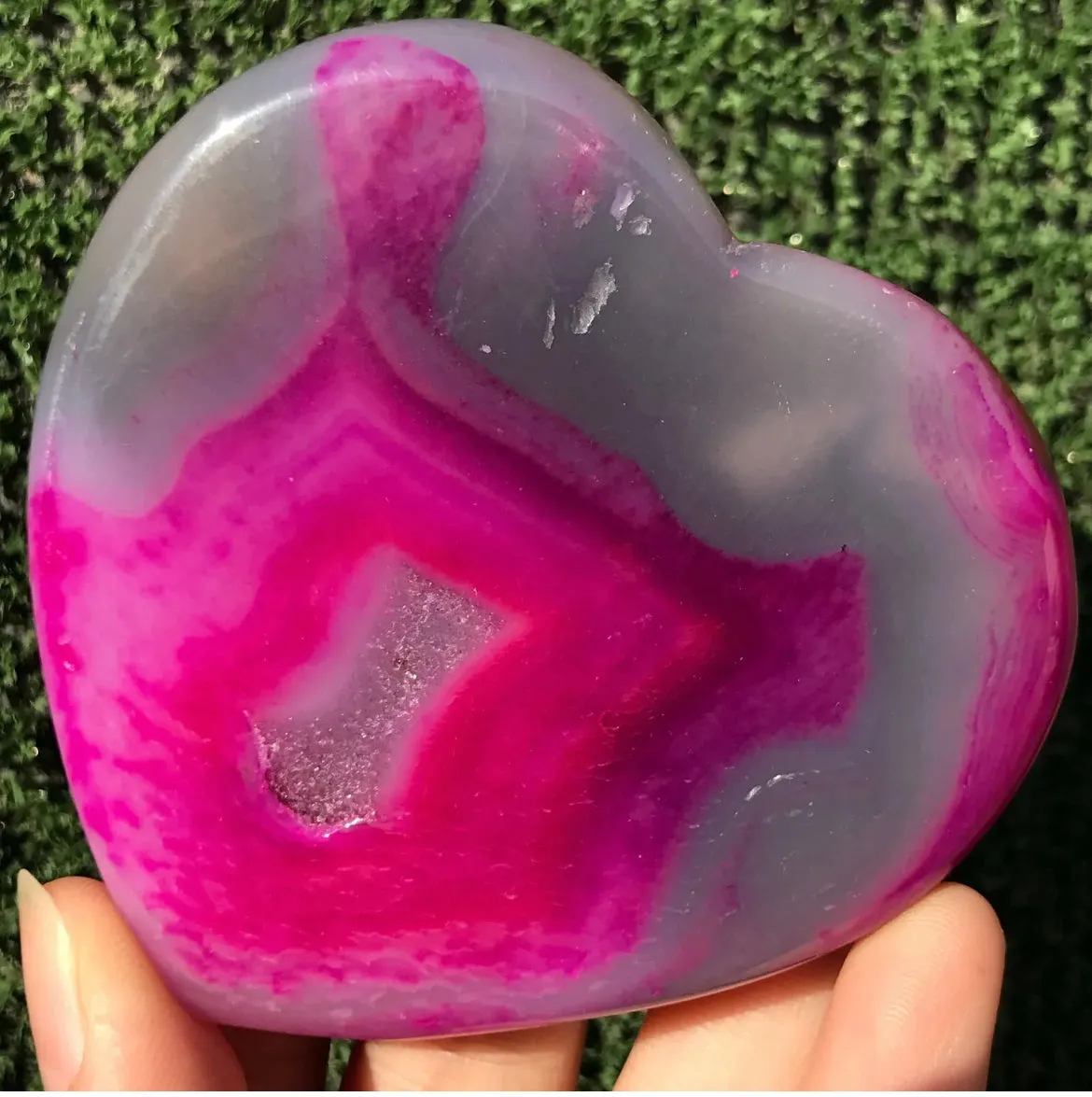 Pink Agate Geode Heart