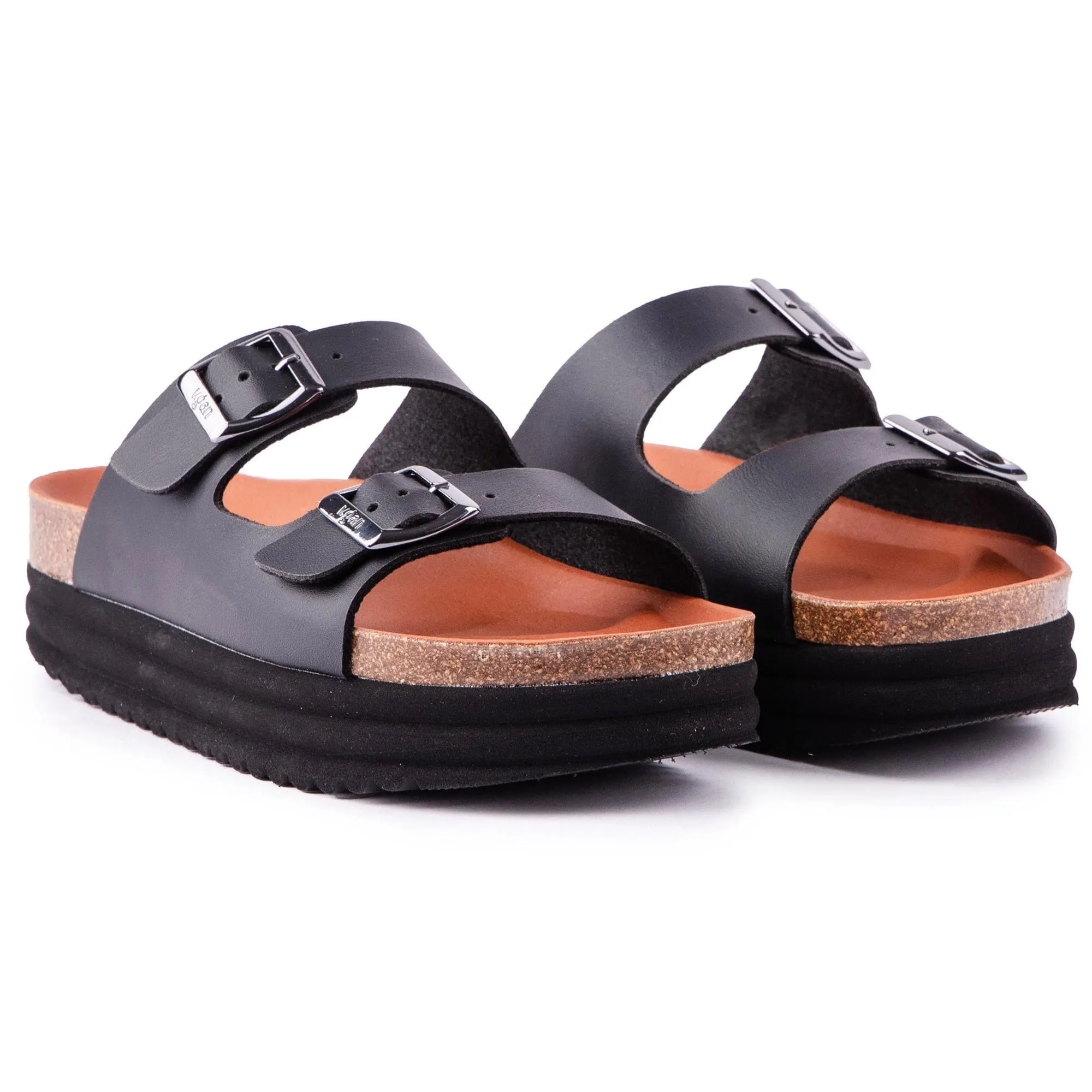 Plum Women's Vegan Footbed Sandals | Black Matte