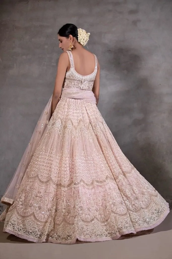 Powder pink lehenga set.